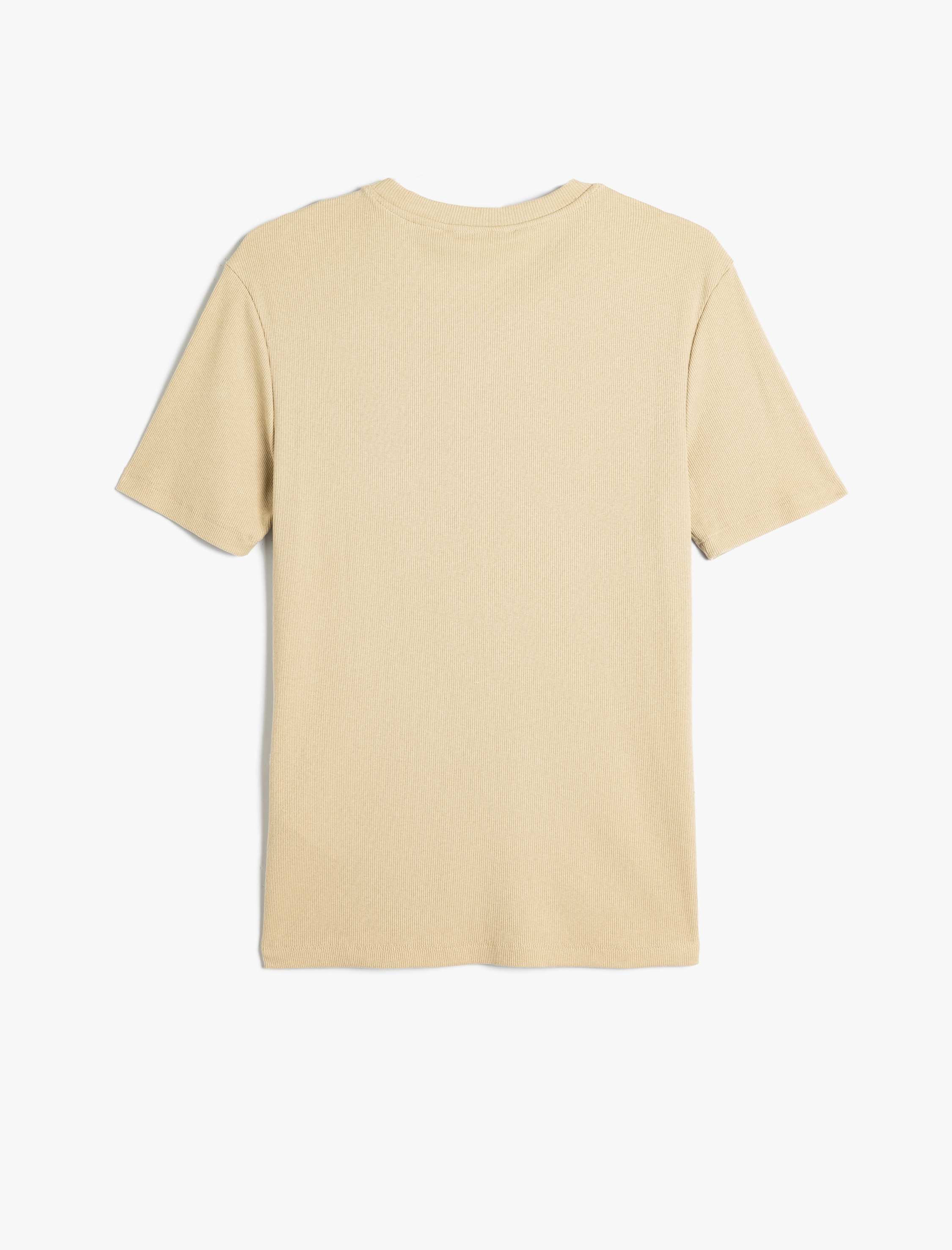   İşlemeli Kısa Kollu Bisiklet Yaka Kaşkorse Pamuklu Slim Fit Tişört