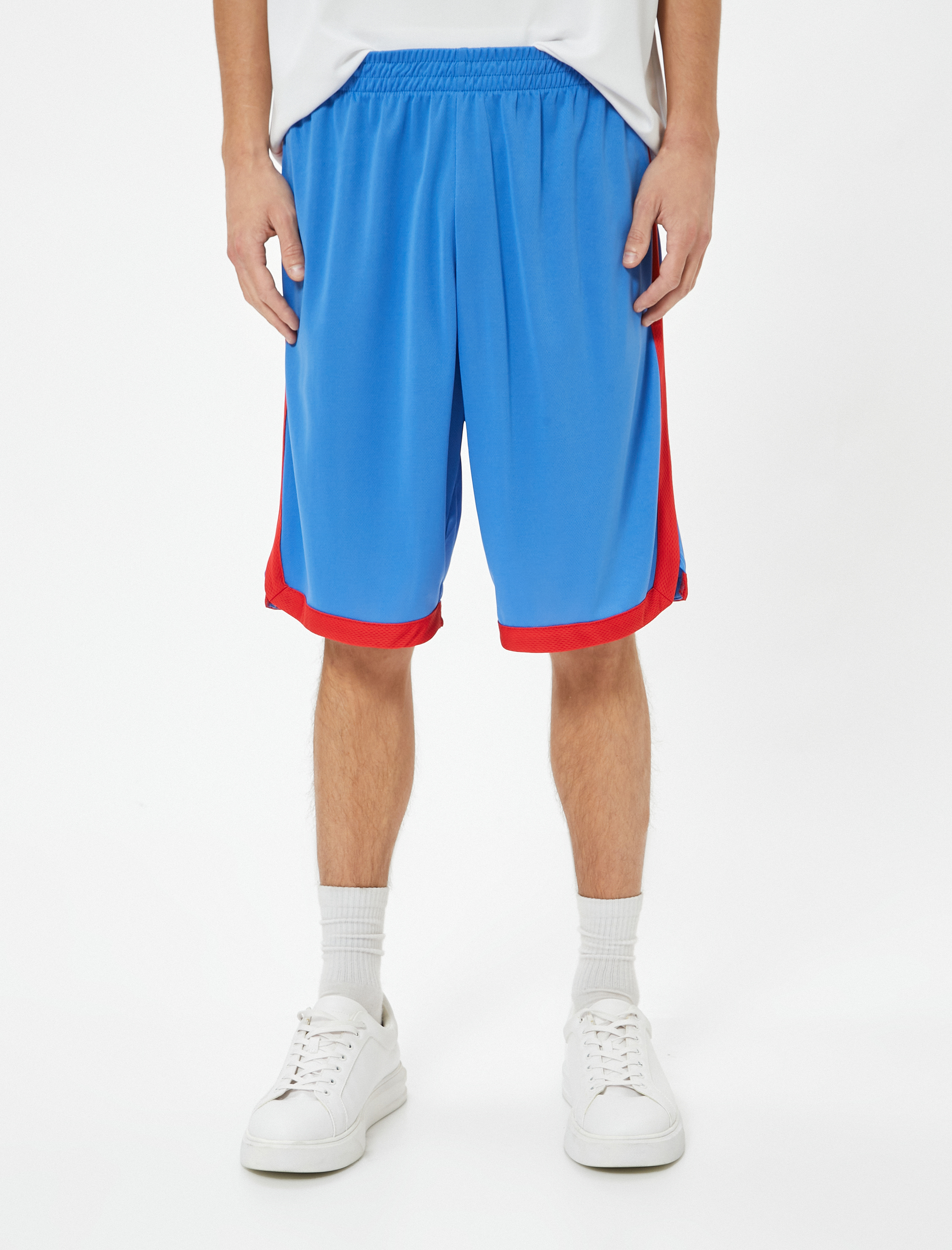   Spor Şort Oversize Beli Lastikli Diz Altı Biyeli