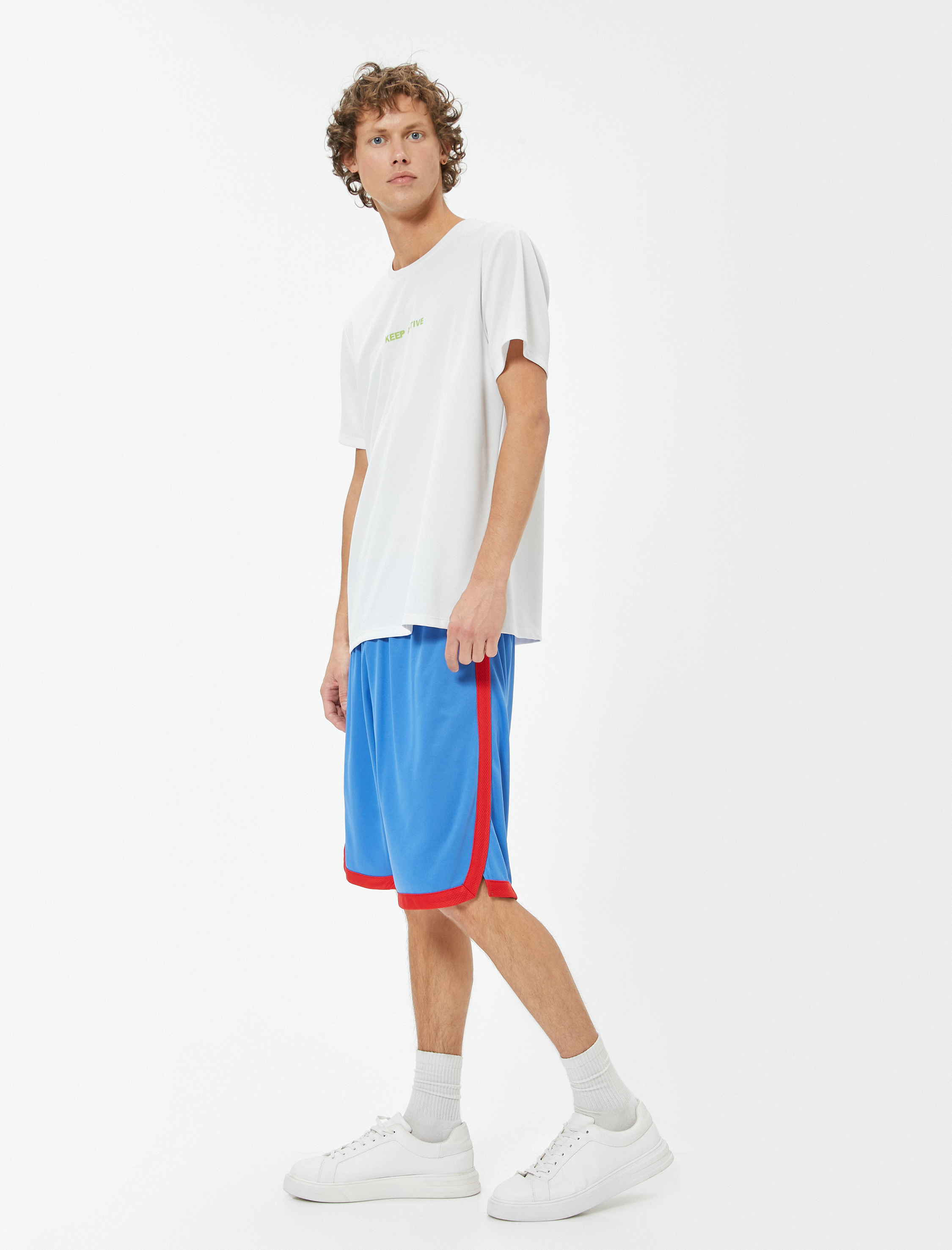   Spor Şort Oversize Beli Lastikli Diz Altı Biyeli