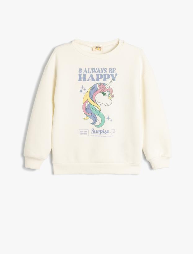 Unicorn Sweatshirt Uzun Kollu Bisiklet Yaka Şardonlu Pamuklu_0