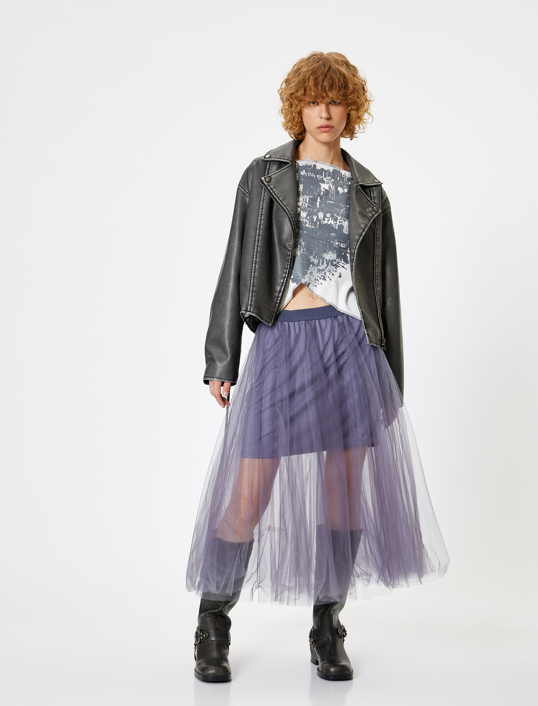   Midi Tütü Etek A Kesim Simli Beli Lastikli