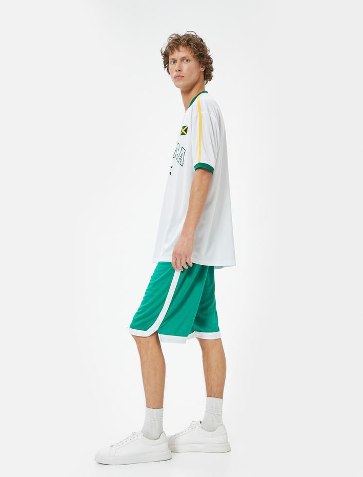  Spor Şort Oversize Beli Lastikli Diz Altı Biyeli