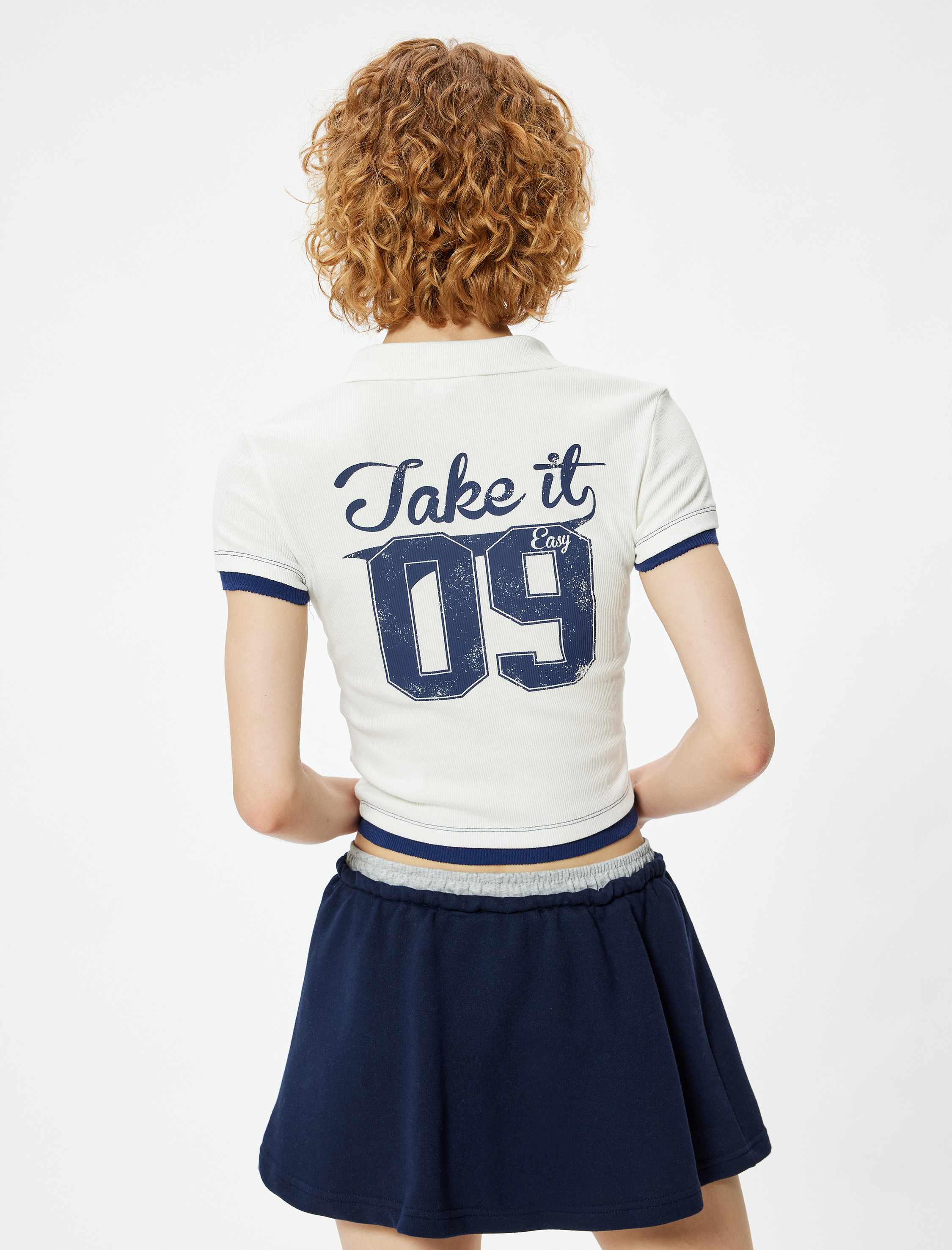   Polo Yaka Tişört Arkası Baskılı Kaşkorse Kısa Kollu Slim Fit