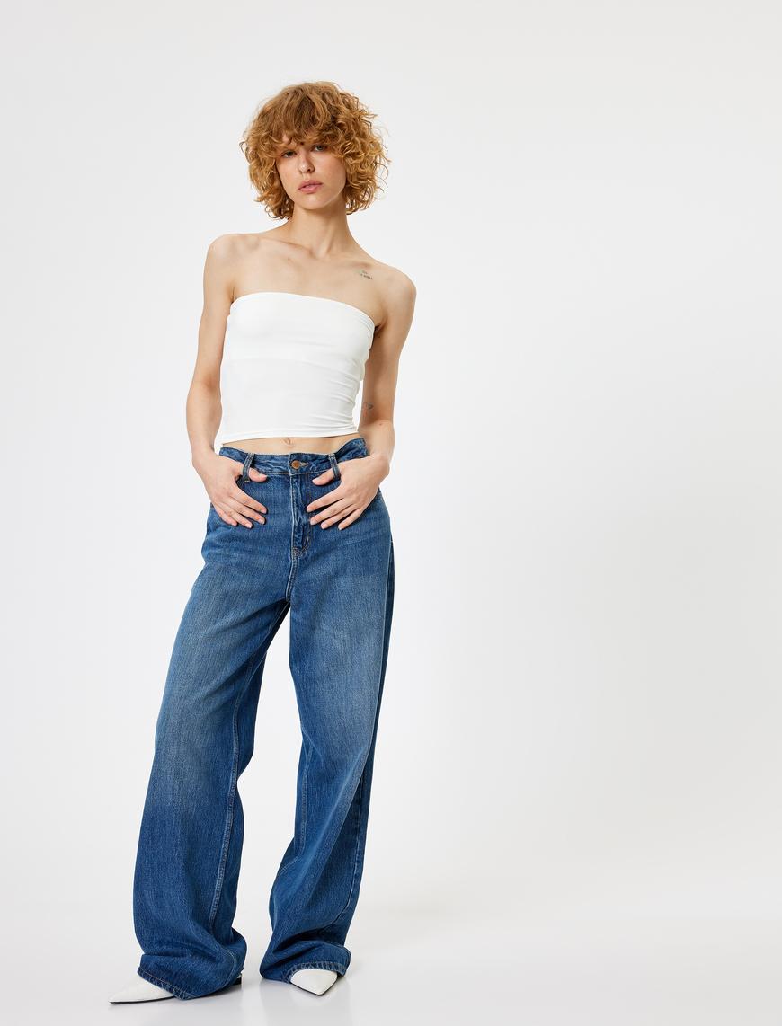   Straplez Büstiyer Crop Slim Fit