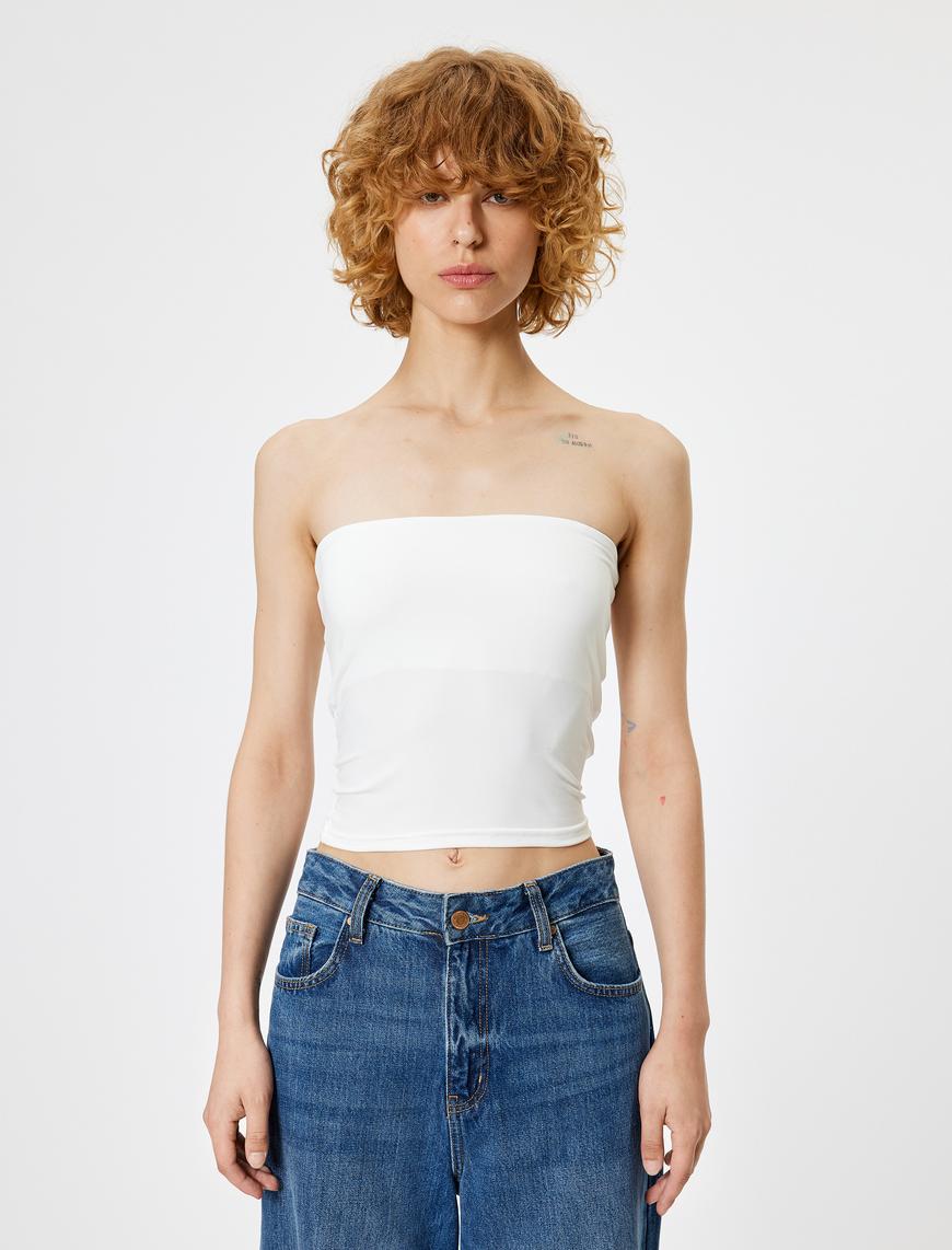   Straplez Büstiyer Crop Slim Fit