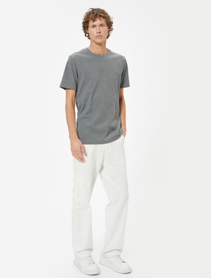  Basic Kısa Kollu Bisiklet Yaka Slim Fit Tişört