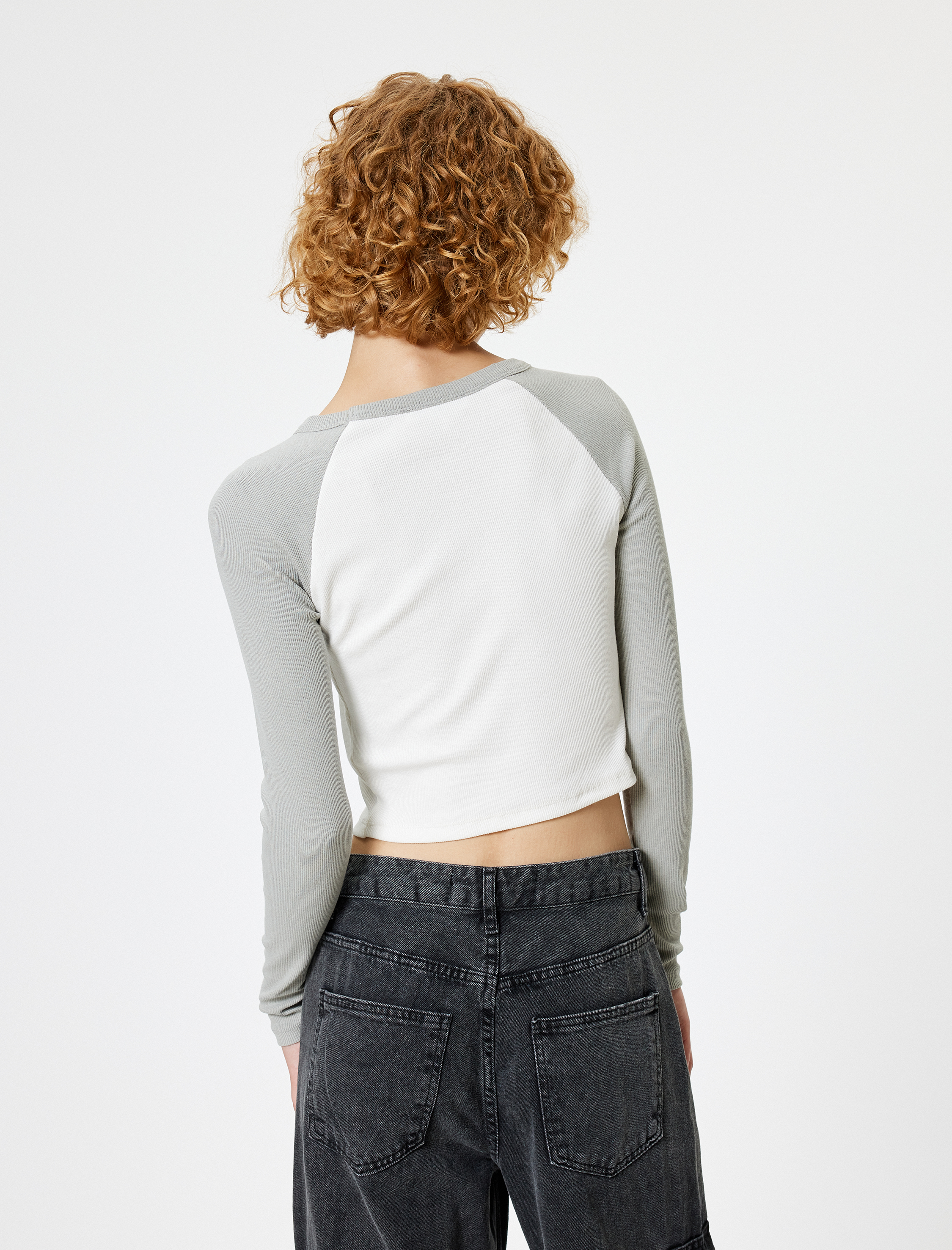   Uzun Kollu Tişört Kaşkorse Kolej Baskılı Bisiklet Yaka Slim Fit