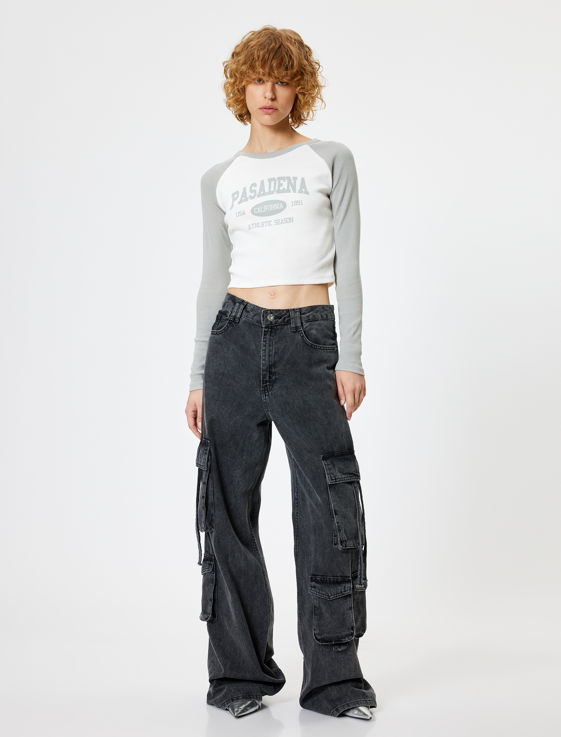   Uzun Kollu Tişört Kaşkorse Kolej Baskılı Bisiklet Yaka Slim Fit