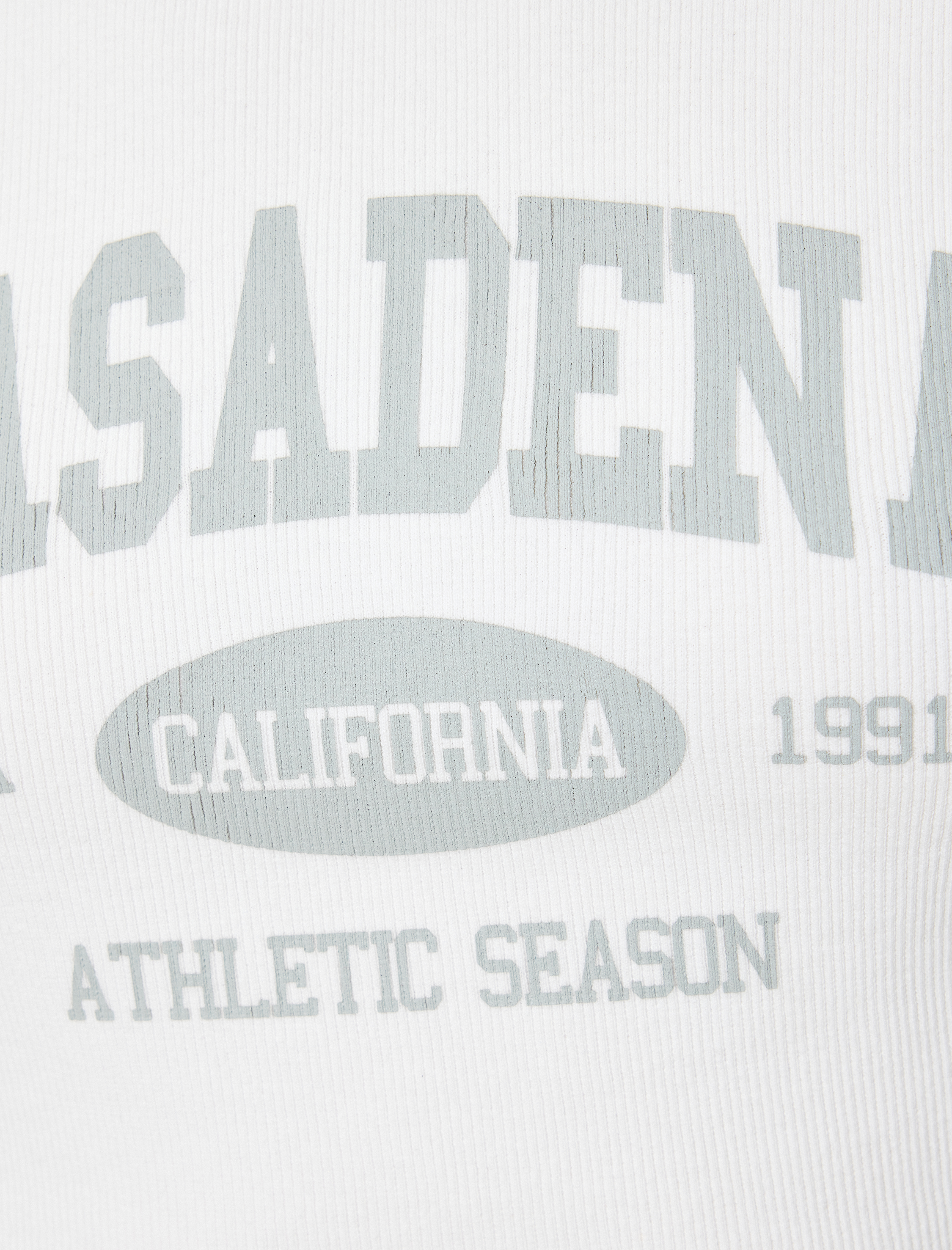   Uzun Kollu Tişört Kaşkorse Kolej Baskılı Bisiklet Yaka Slim Fit