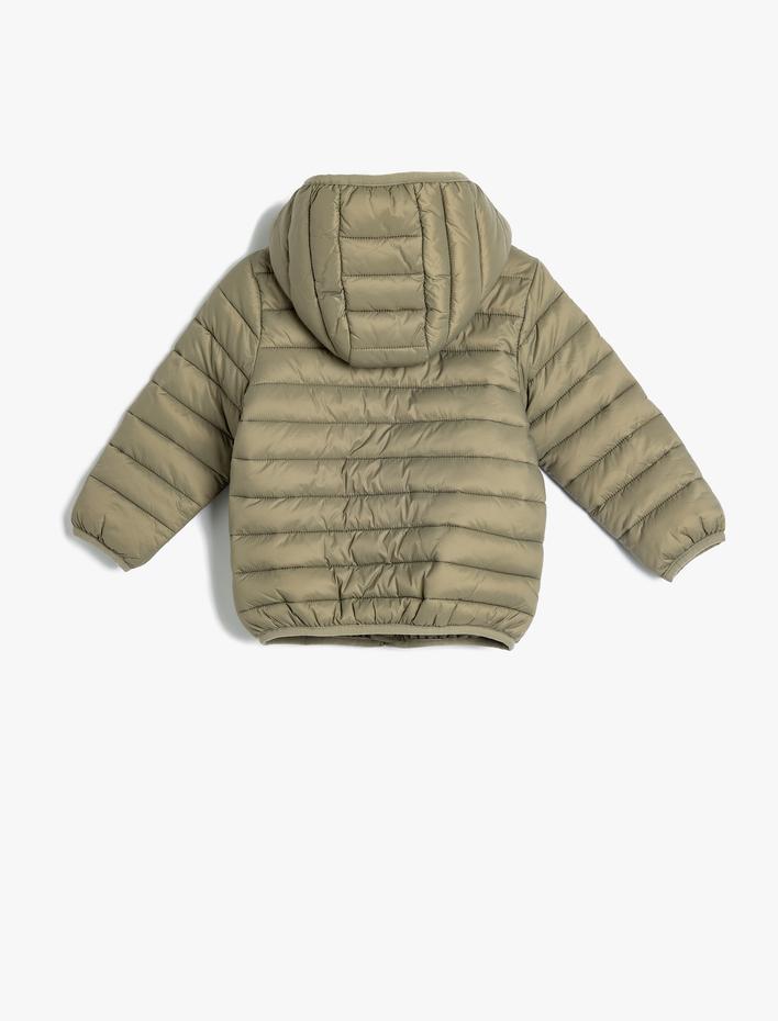 Erkek Bebek Şişme Mont Kapşonlu Cepli Fermuarlı