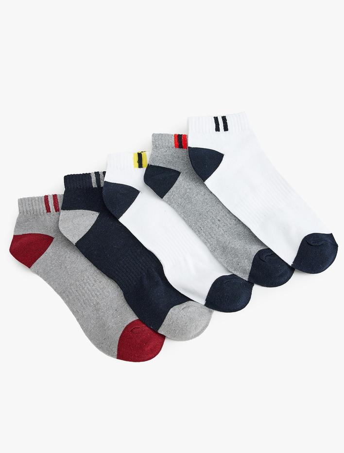 Erkek 5'li Patik Çorap Seti Çok Renkli Pamuk Karışımlı