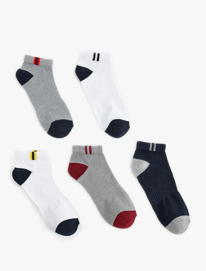 Erkek 5'li Patik Çorap Seti Çok Renkli Pamuk Karışımlı