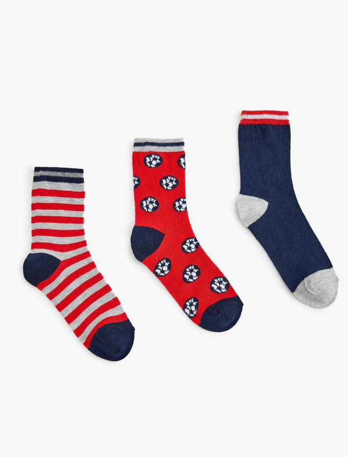 Erkek Çocuk Futbol Temalı Çorap Seti Çok Renkli 3’lü