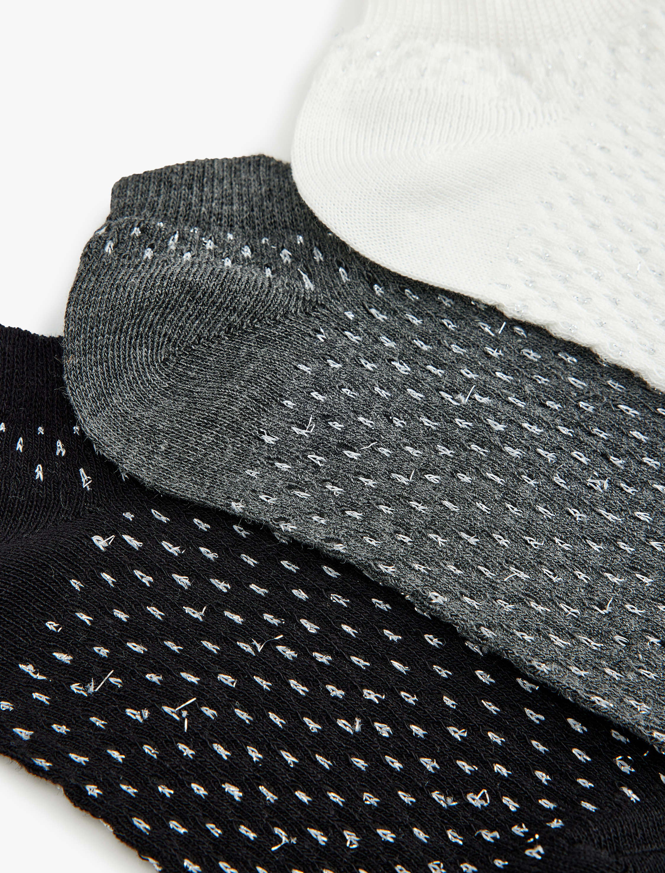  Kadın 3'lü Patik Çorap Seti Dokulu Çok Renkli