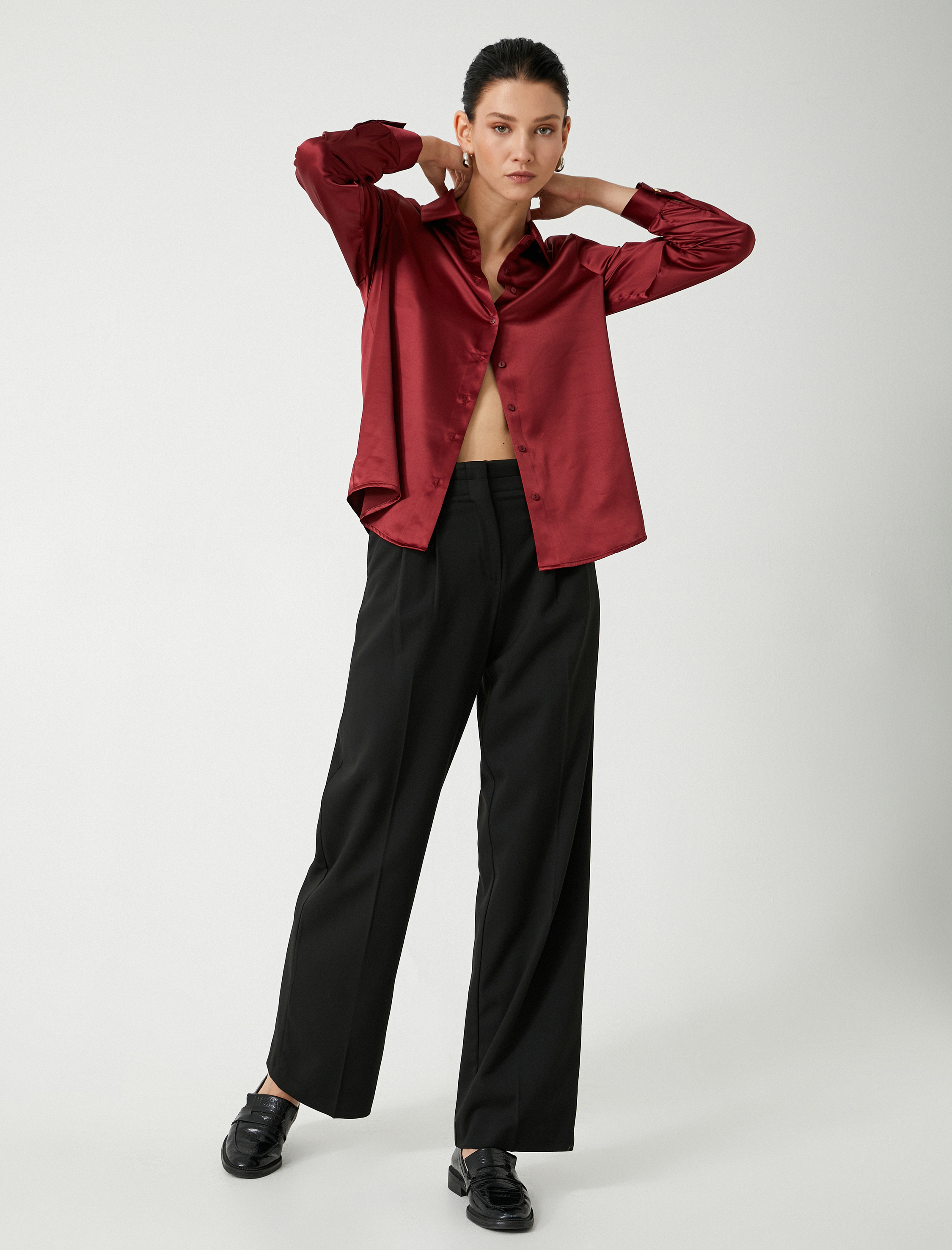   Saten Gömlek Uzun Kollu Klasik Yaka