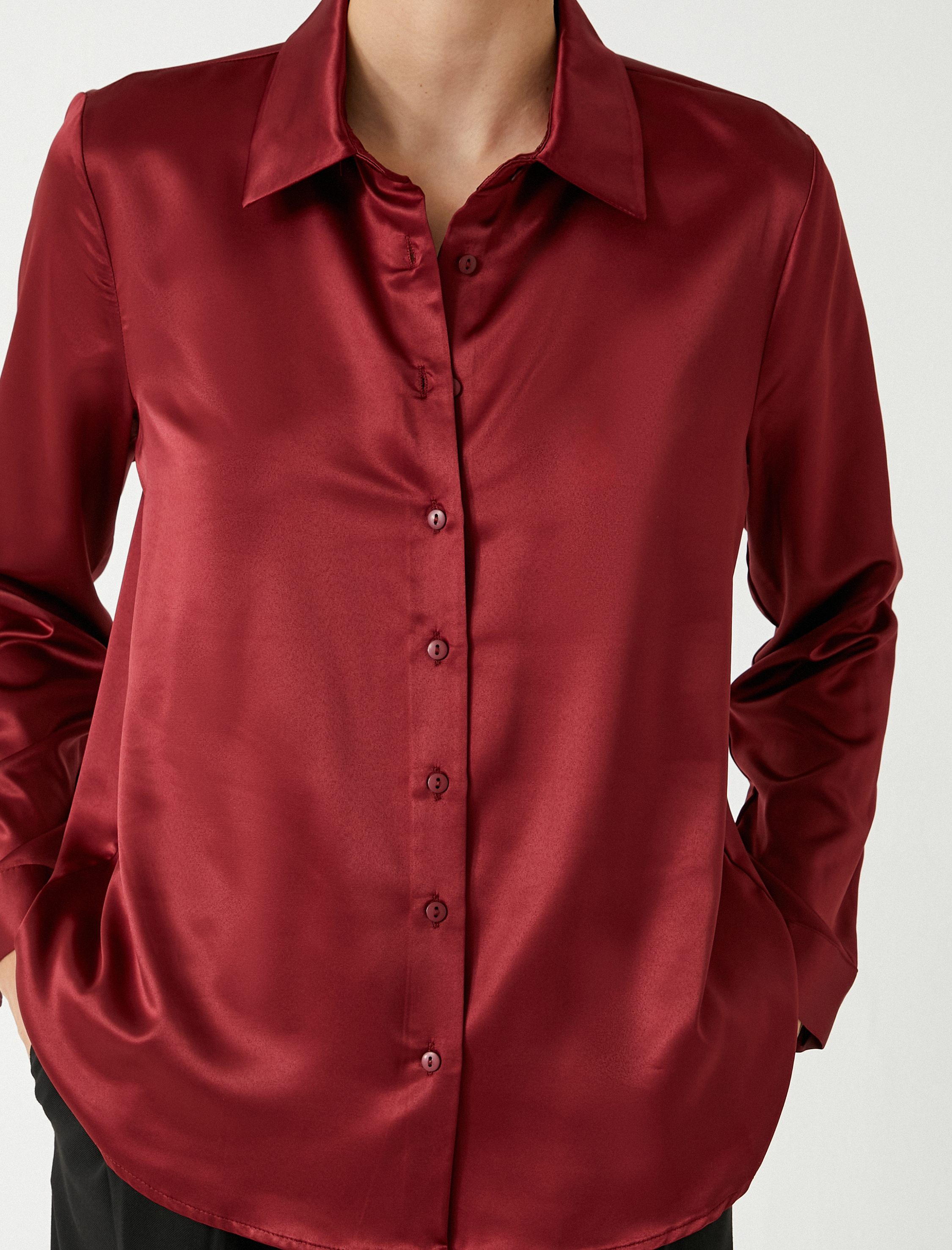   Saten Gömlek Uzun Kollu Klasik Yaka