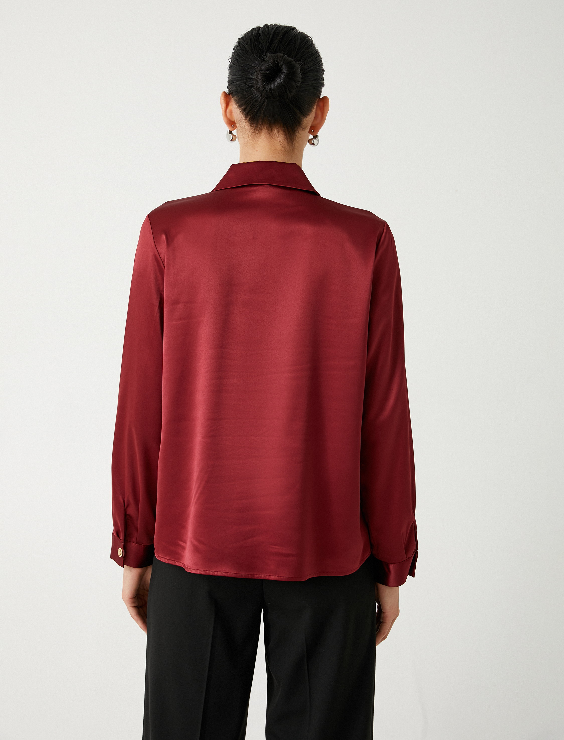   Saten Gömlek Uzun Kollu Klasik Yaka