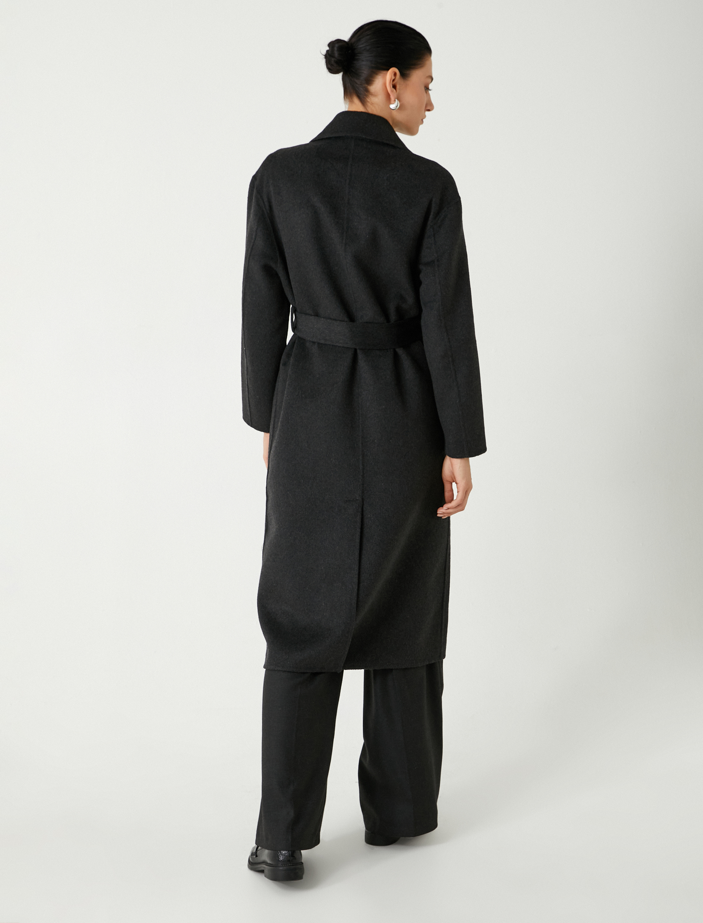   Uzun Kaşe Kaban Kemerli Cepli