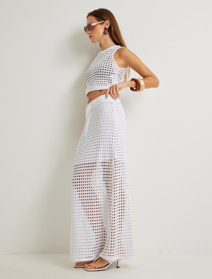  Koton X Şahika Ercümen - Kroşe Uzun Etek Yarım Astarlı