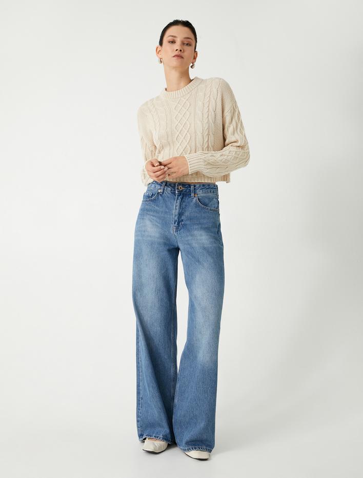  Saç Örgü Triko Kazak Bisiklet Yaka Uzun Kollu