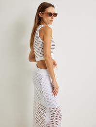 Koton X Şahika Ercümen - Crop Kroşe Üst Ajurlu Kolsuz Yuvarlak Yaka