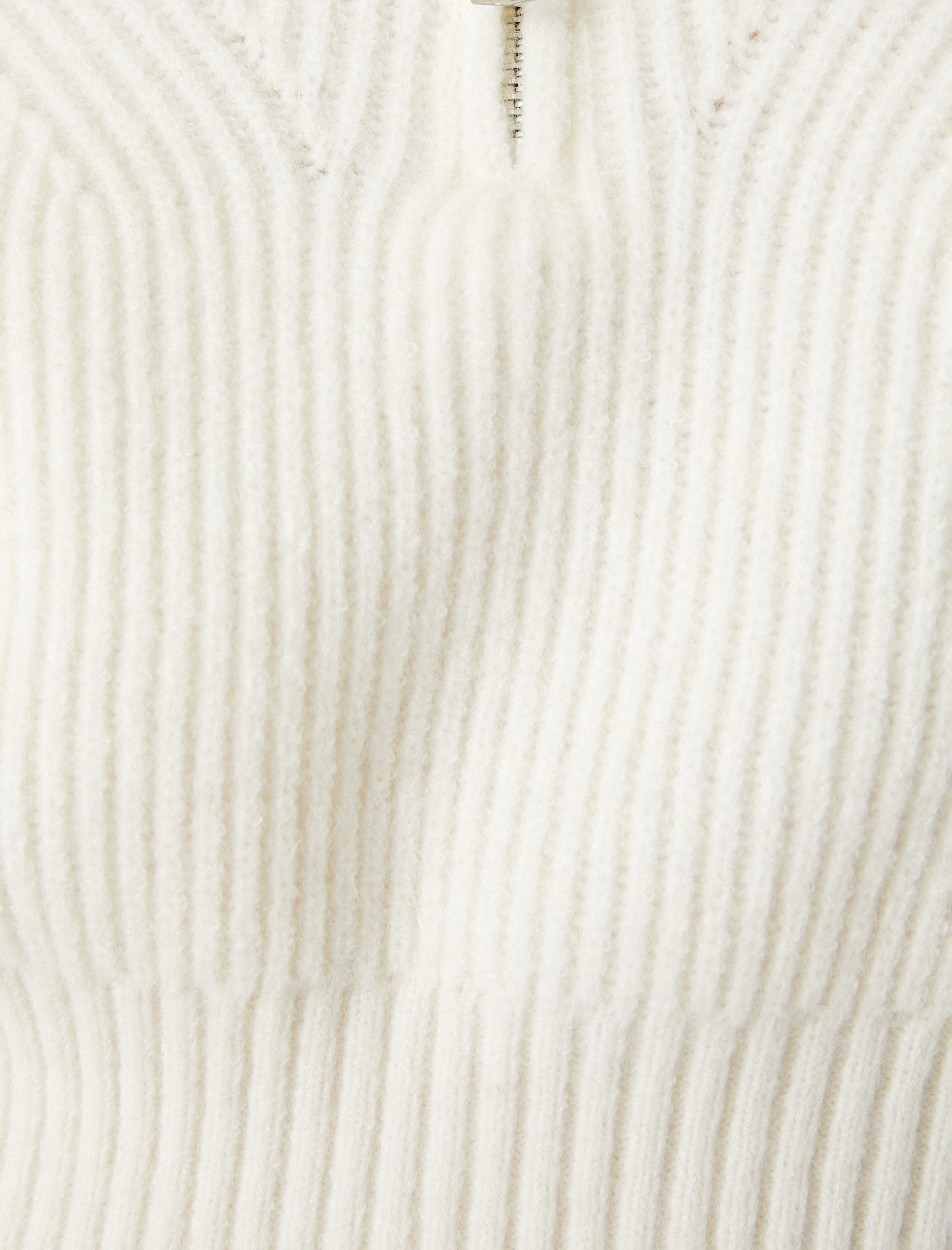   Yarım Fermuarlı Triko Kazak Dik Yaka Fitilli Yumuşak Dokulu Uzun Kollu