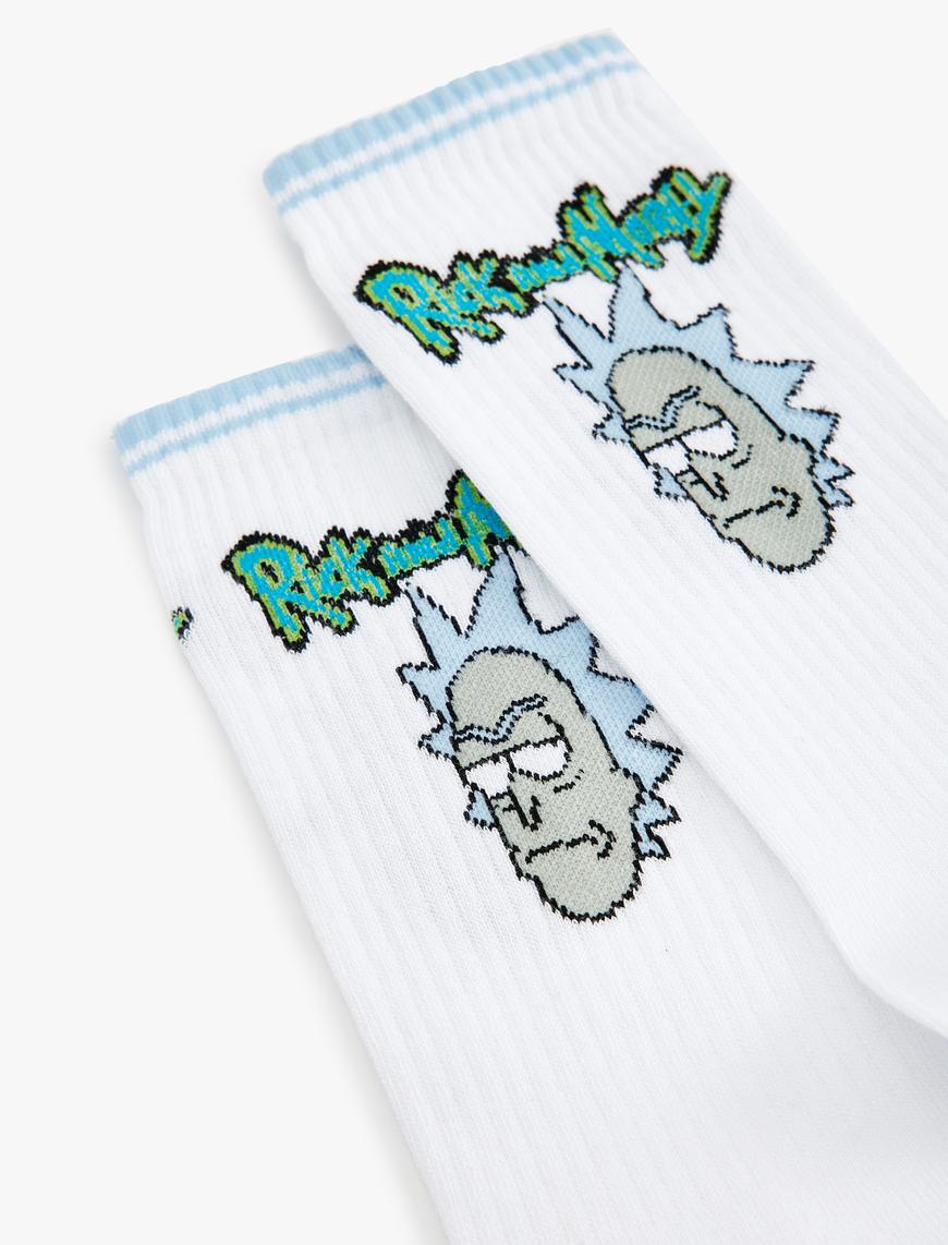  Erkek Rick and Morty Soket Çorap Lisanslı Çizgi Detaylı Pamuk Karışımlı