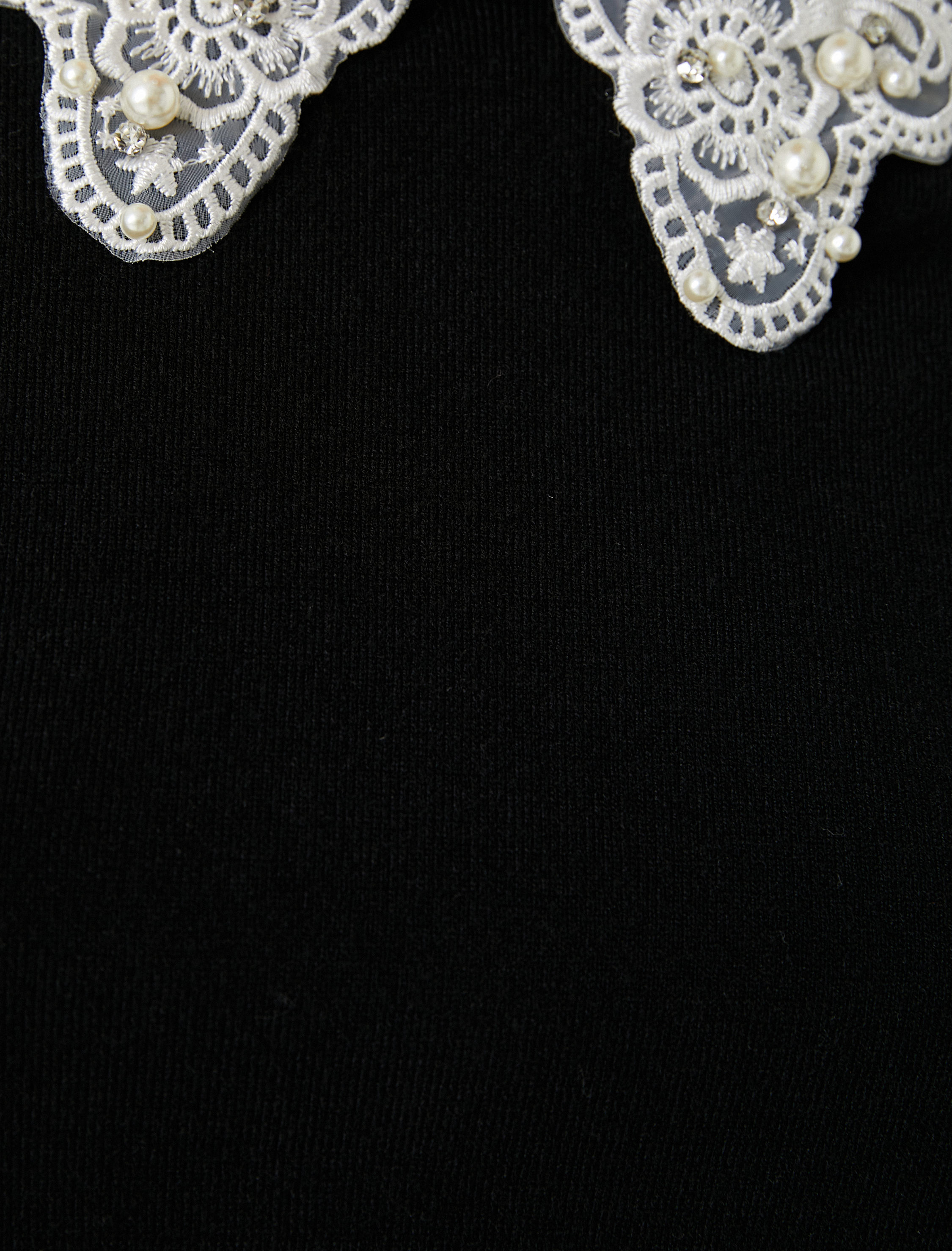 Dantel Gömlek Yaka Triko Kazak Uzun Kollu