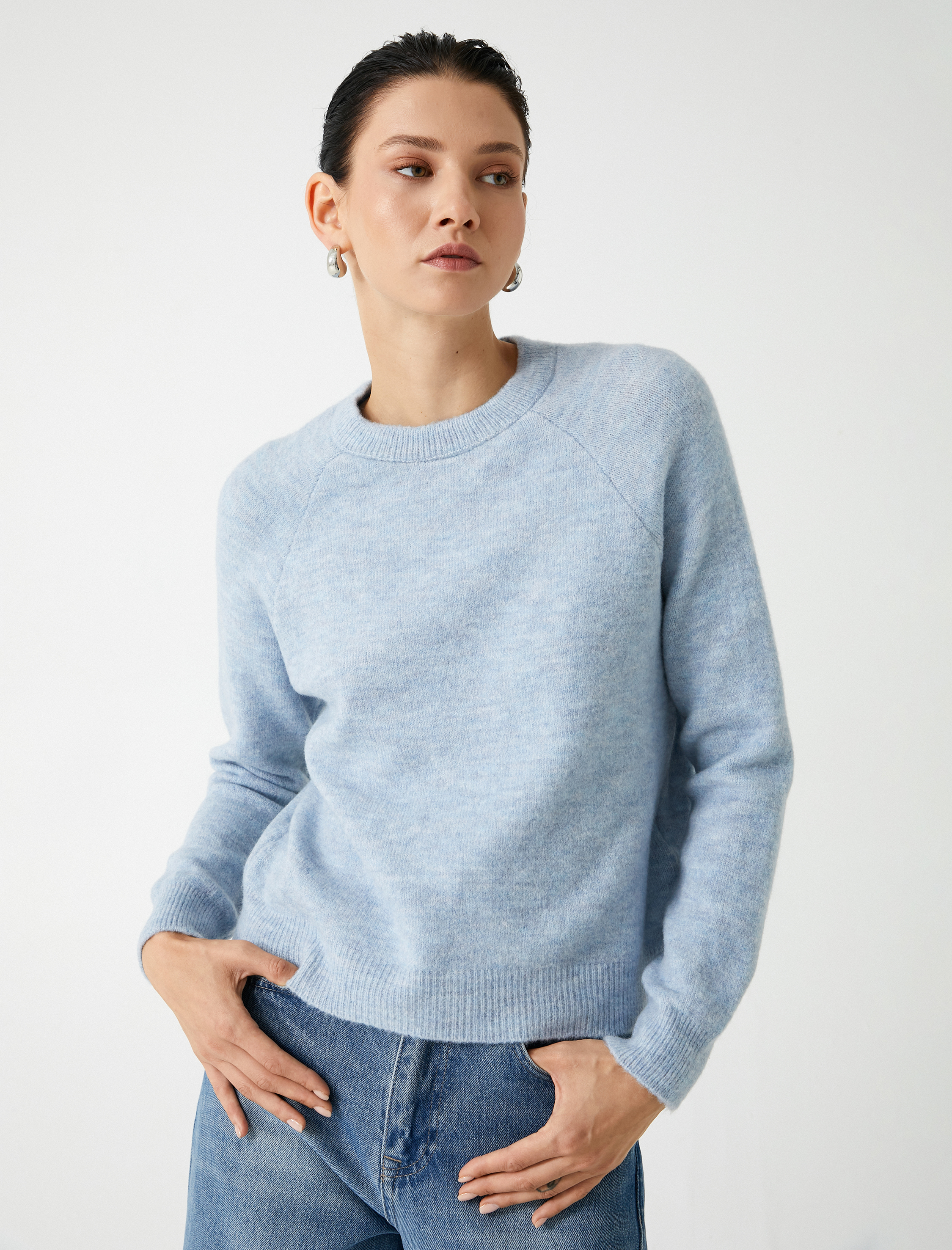   Basic Triko Kazak Uzun Kollu Yumuşak Dokulu