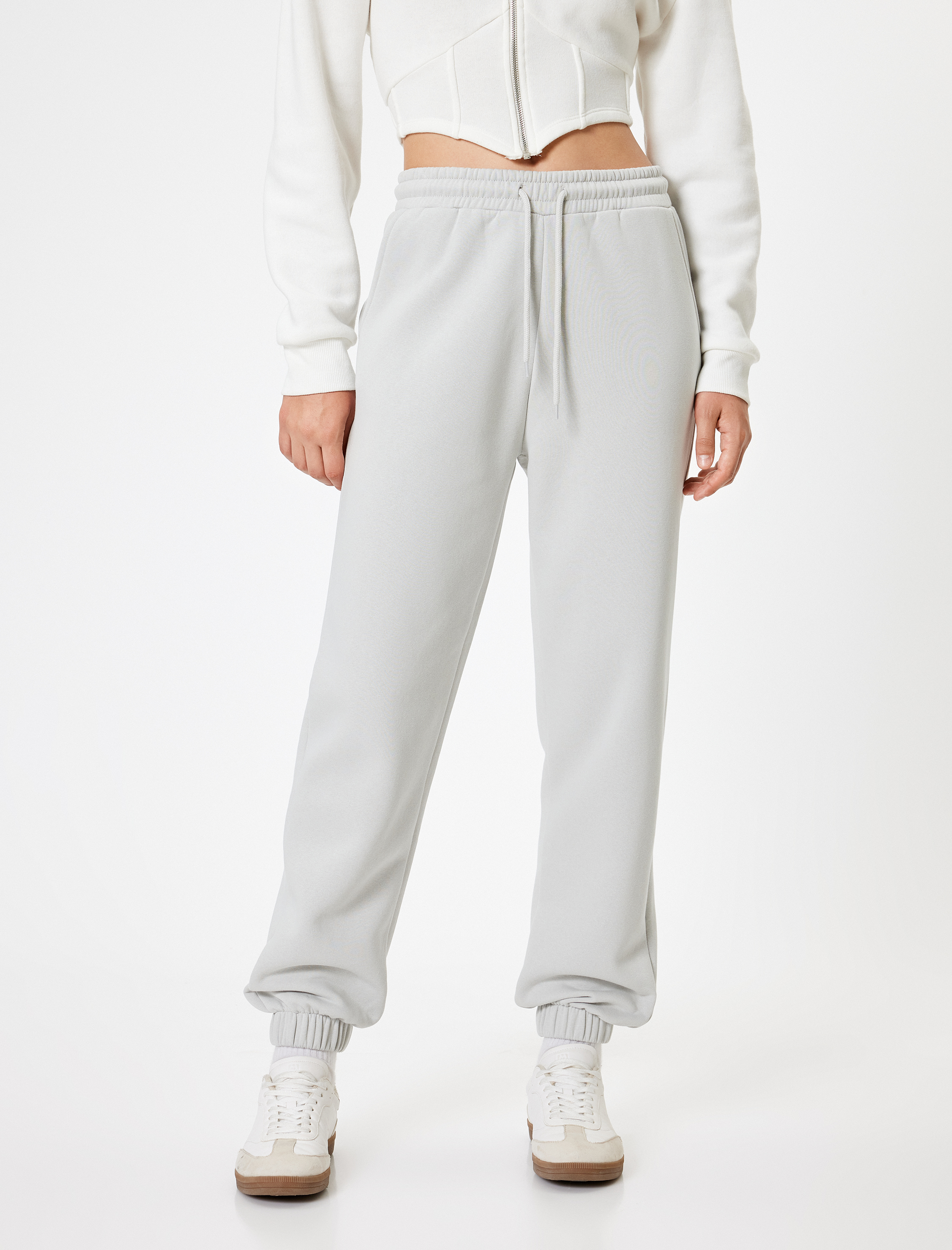   Şardonlu Jogger Eşofman Altı Beli Bağcıklı Cepli Standart Bel Rahat Kalıp