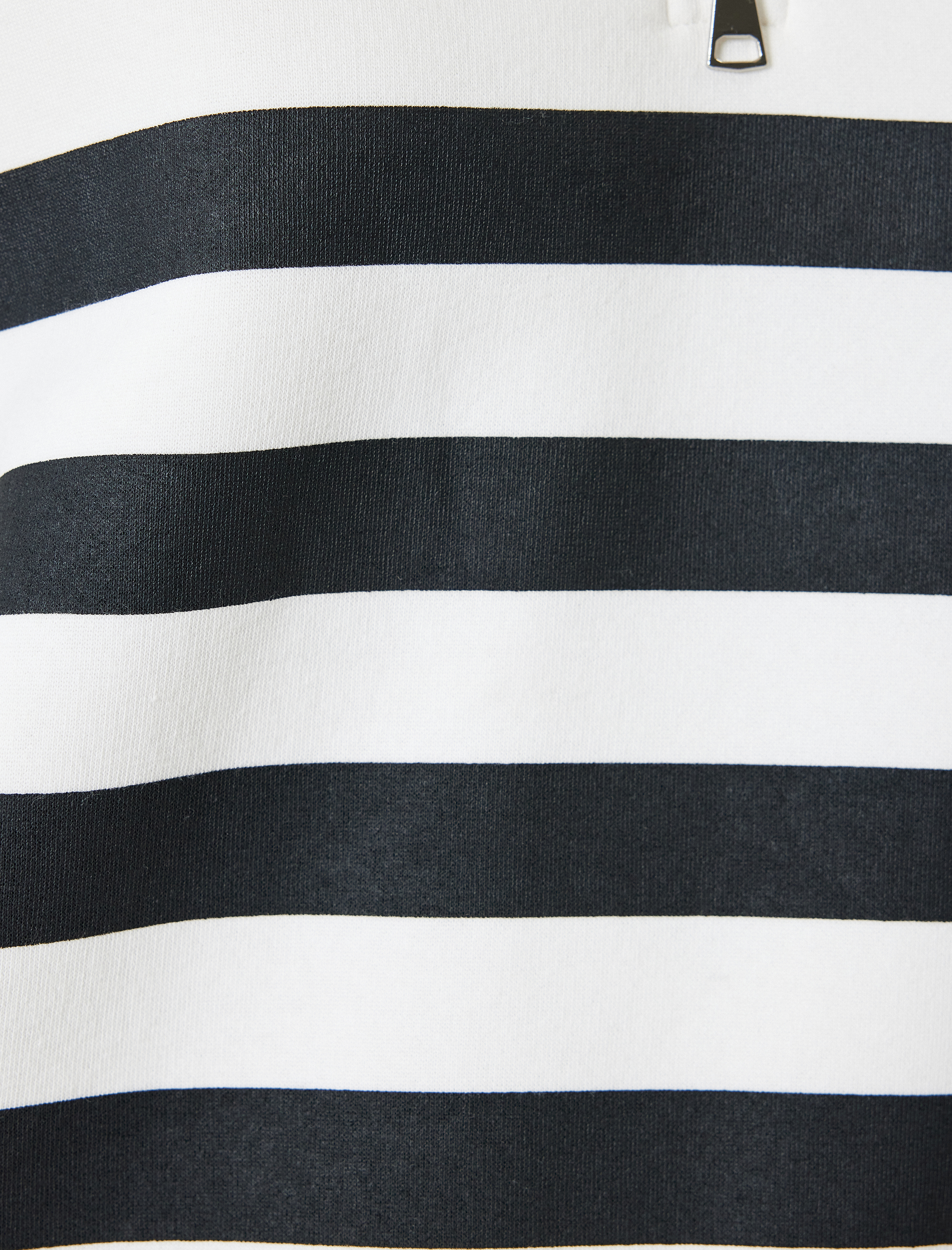   Oversize Sweatshirt Yarım Fermuarlı Şerit Detaylı Uzun Kollu Şardonlu