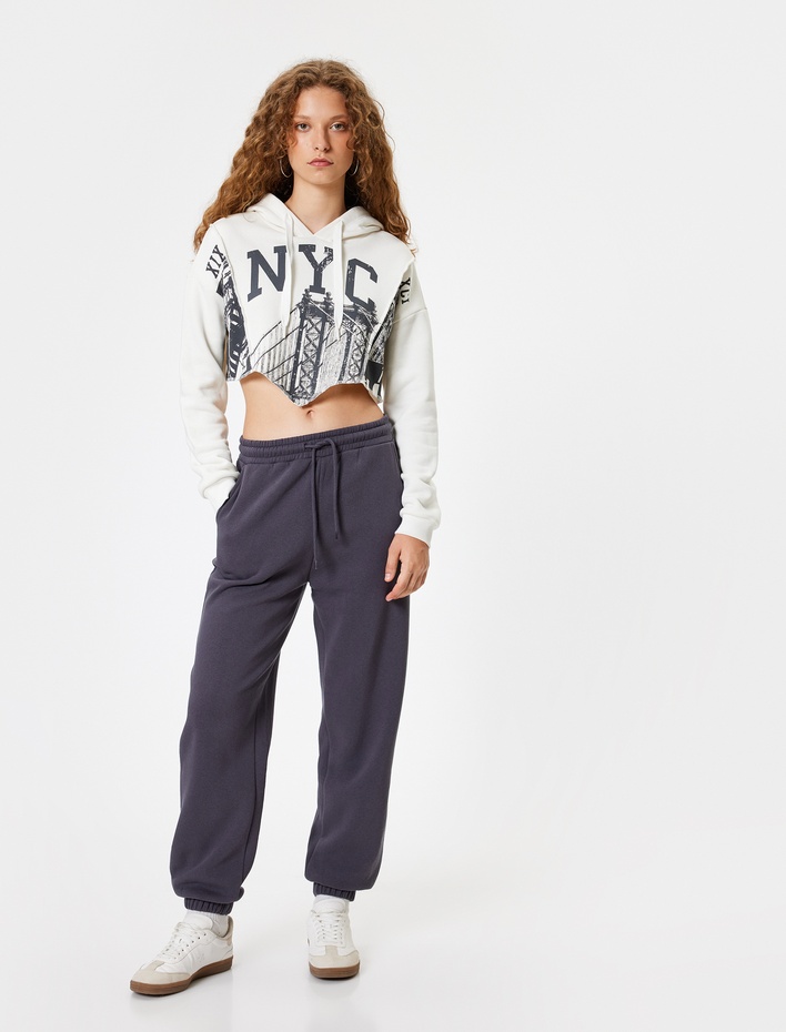  Şardonlu Jogger Eşofman Altı Beli Bağcıklı Cepli Standart Bel Rahat Kalıp