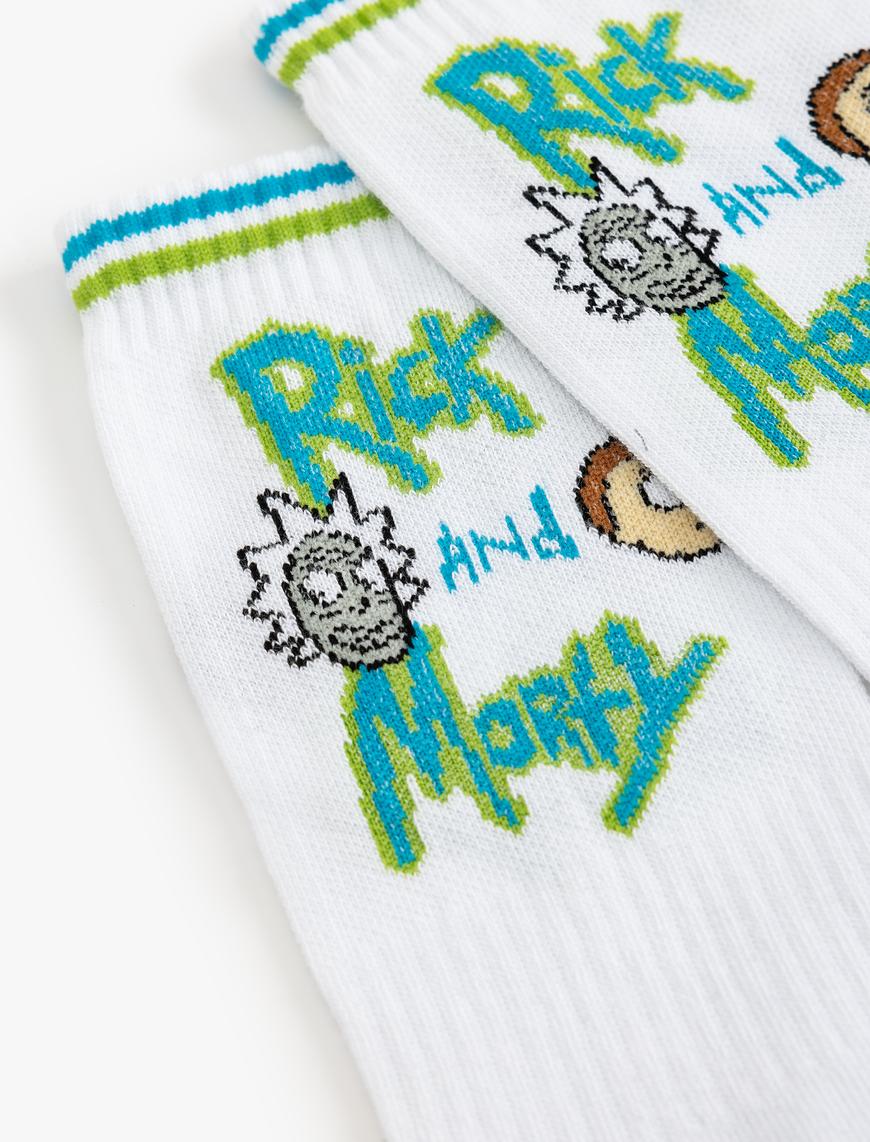  Erkek Rick and Morty Soket Çorap Lisanslı Pamuk Karışımlı