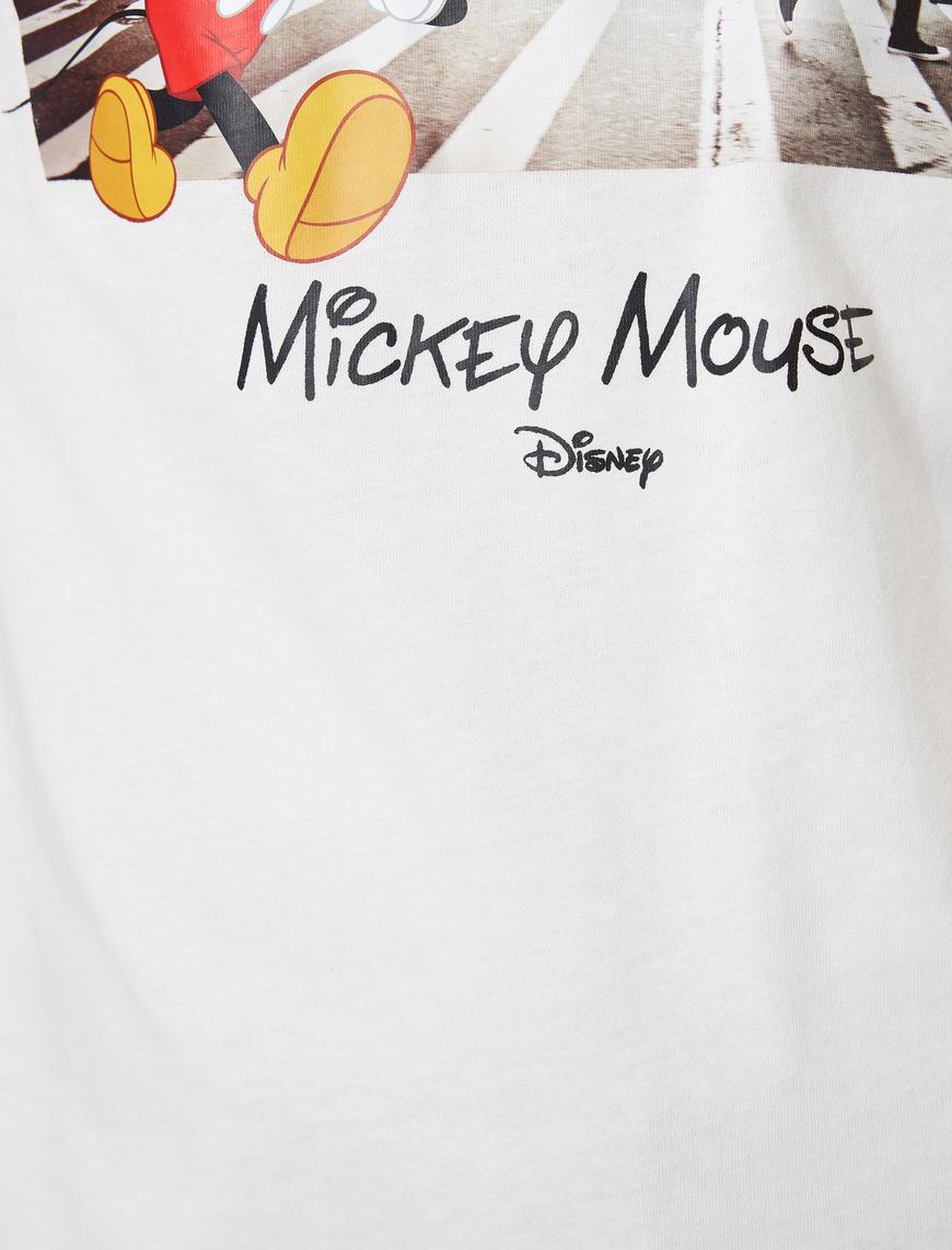   Mickey Mouse Oversize Tişört Pamuklu Kısa Kollu Lisanslı Baskılı