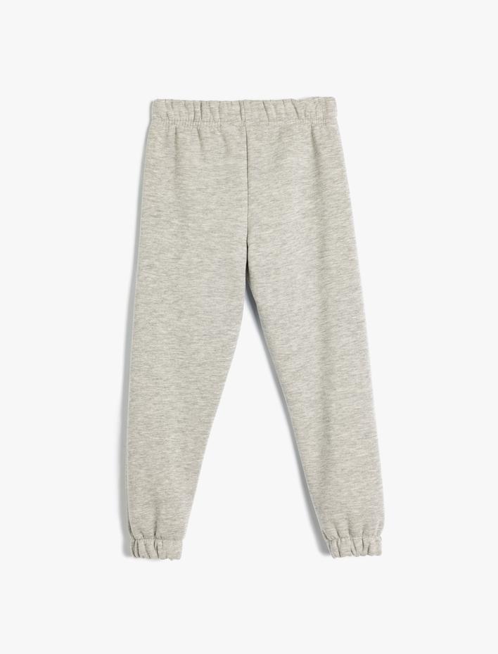 Erkek Çocuk Jogger Eşofman Altı Beli Bağlamalı Slogan Baskı Detaylı Şardonlu