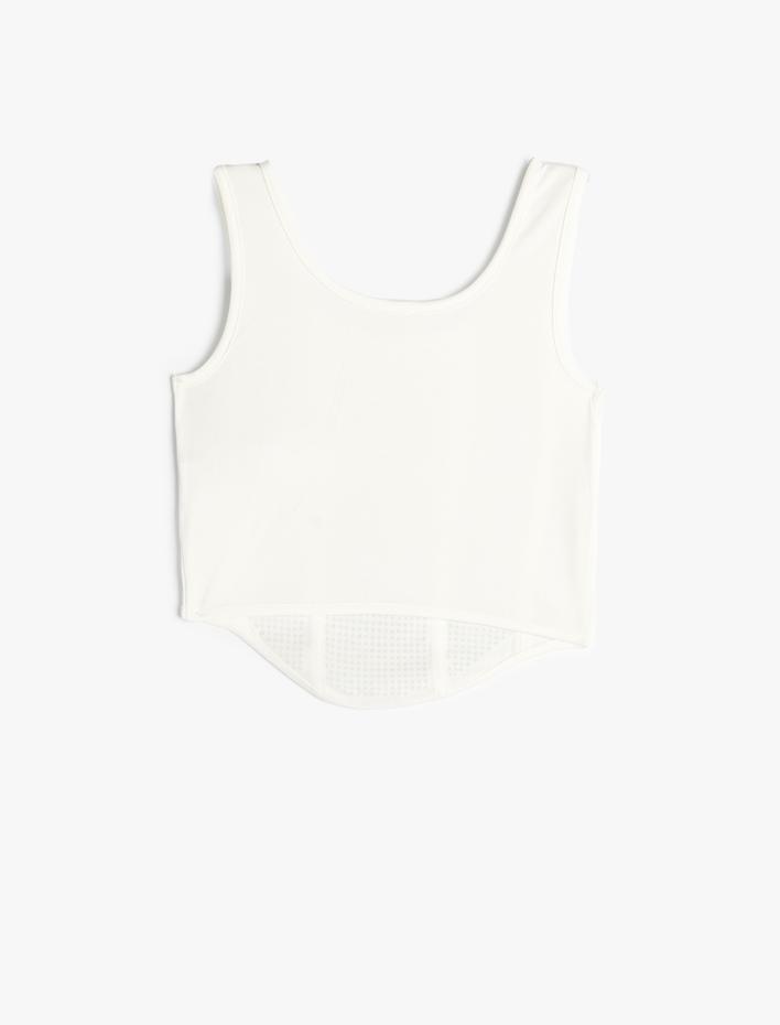 Kız Çocuk Crop Fileli Atlet Kare Yaka Pamuklu