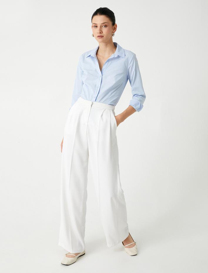  Slim Fit Gömlek Uzun Kollu Klasik Yaka Pamuklu