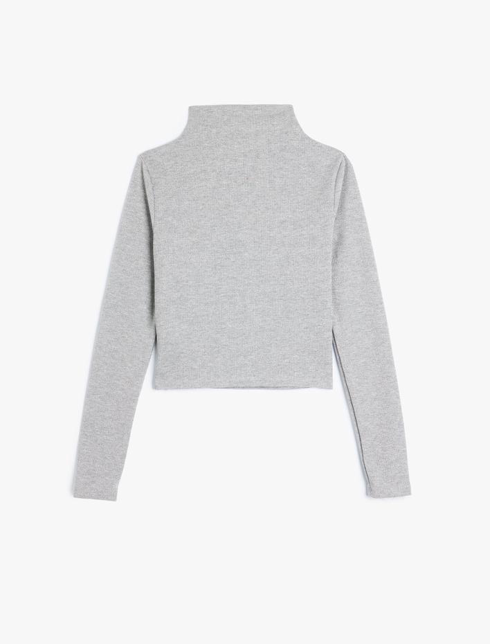  Basic Uzun Kollu Tişört Kaşkorse Dik Yaka Slim Fit