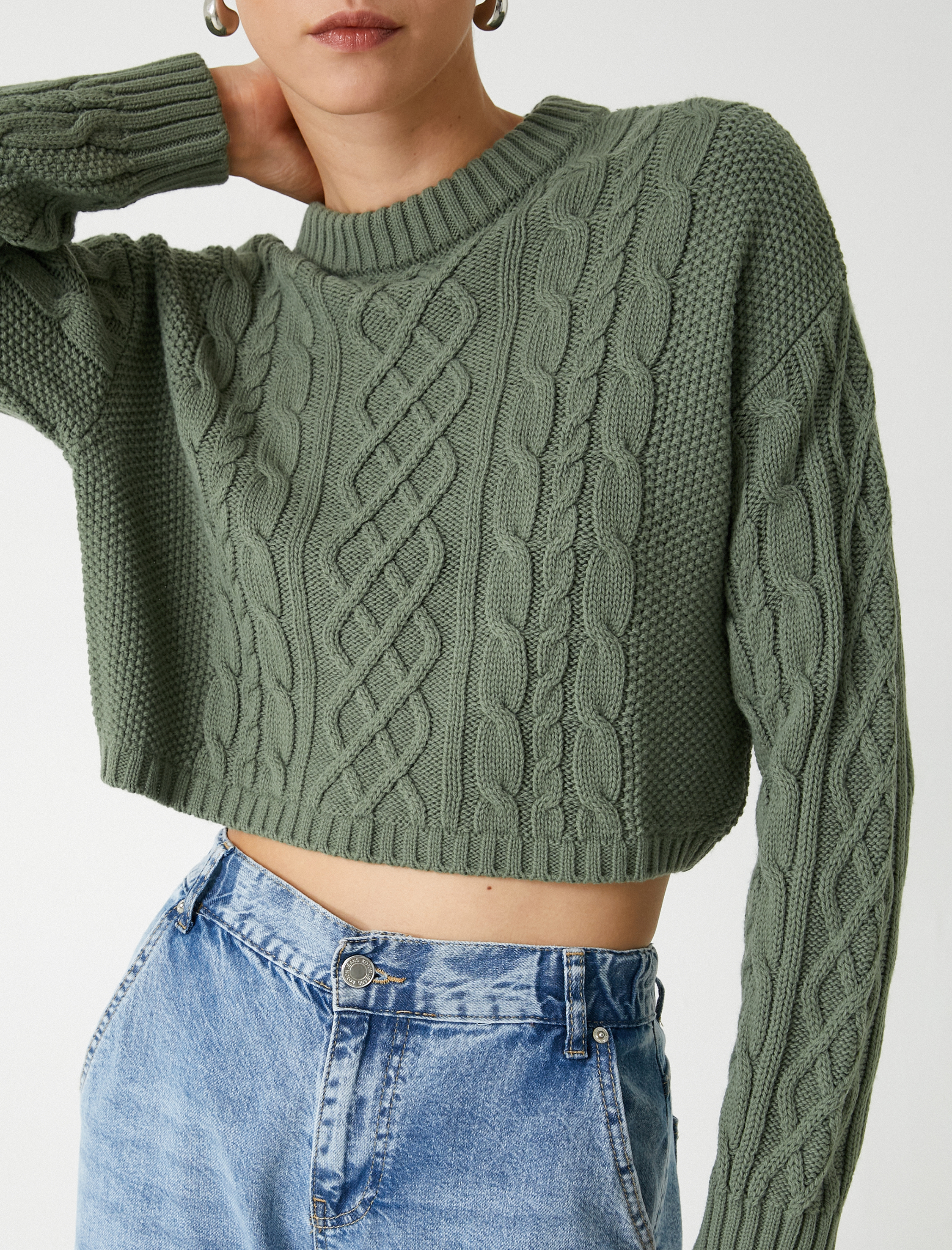   Saç Örgü Triko Kazak Bisiklet Yaka Uzun Kollu