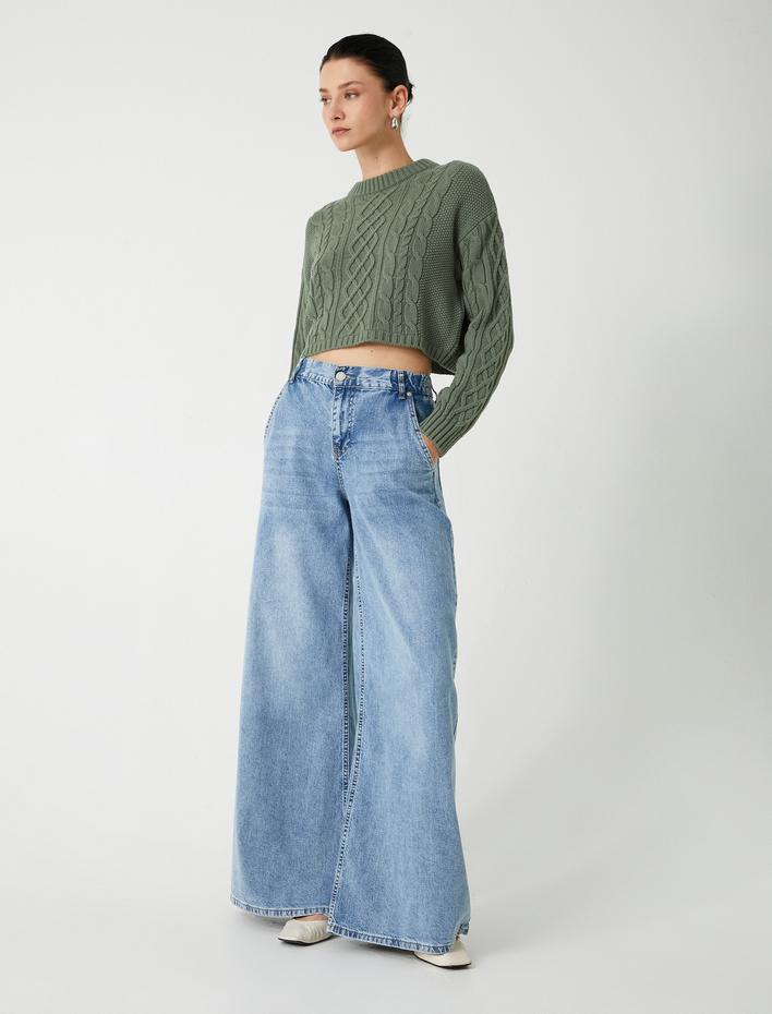  Saç Örgü Triko Kazak Bisiklet Yaka Uzun Kollu