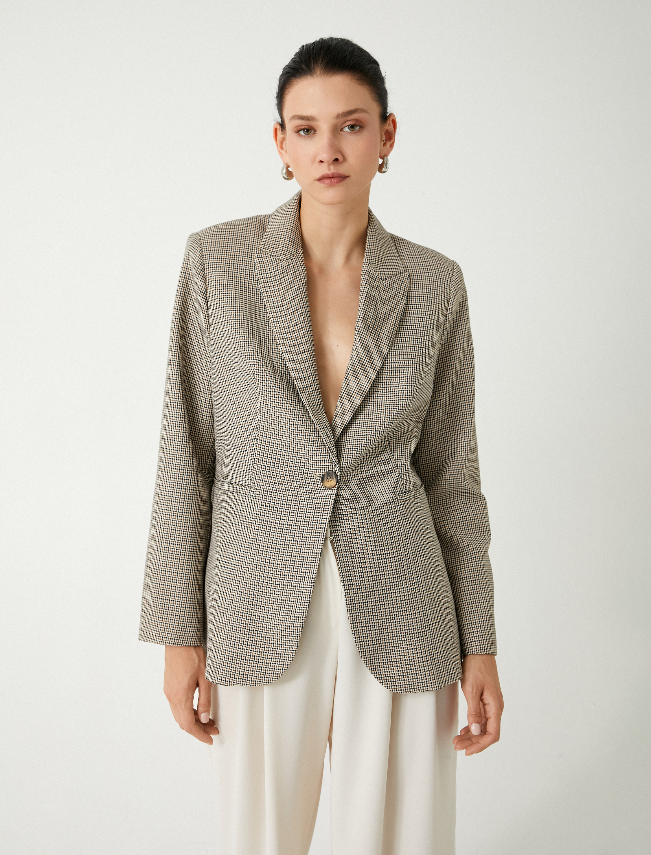   Cepli Kruvaze Uzun Blazer Ceket