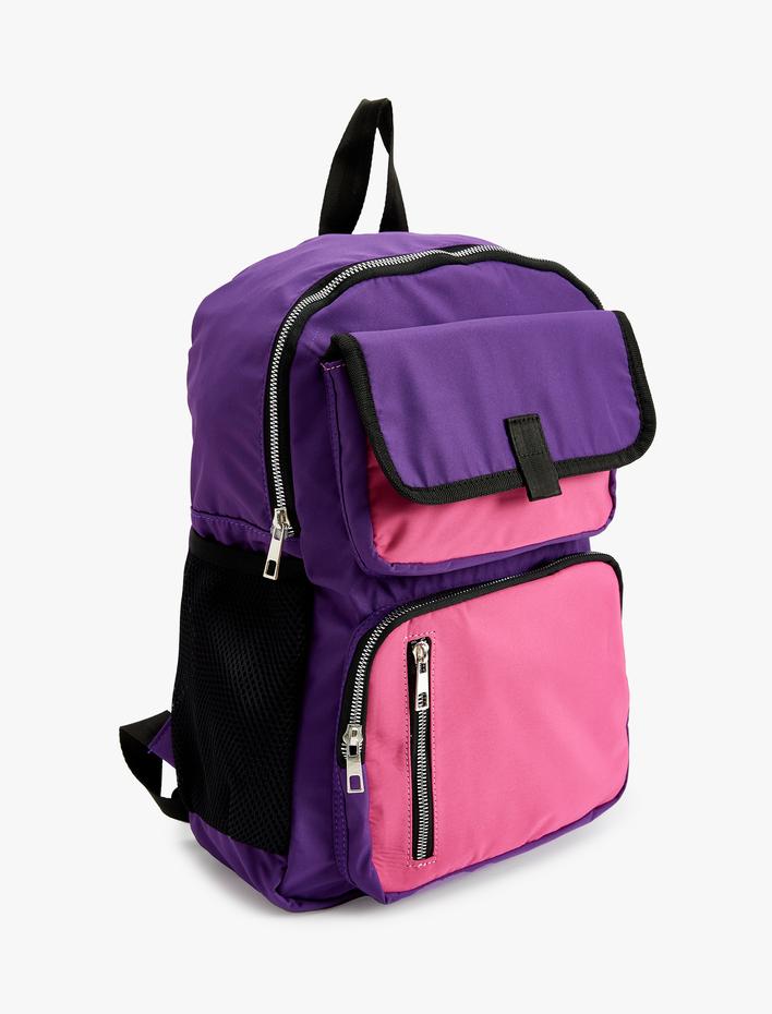 Kız Çocuk Cep Detaylı Fermuar Kapamalı Okul Çantası