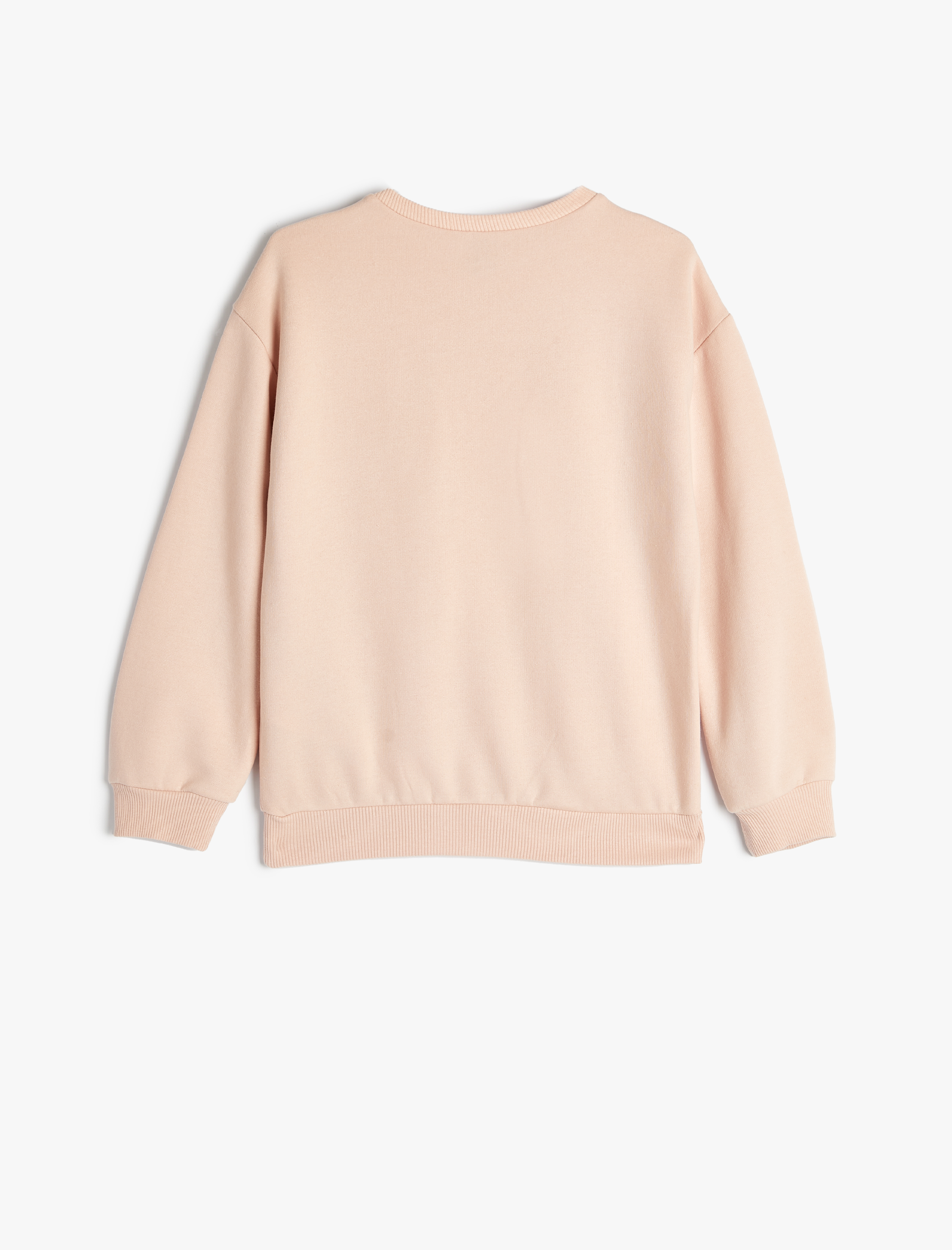  Kız Çocuk Sweatshirt Köpek Baskılı Bisiklet Yaka Uzun Kollu Şardonlu