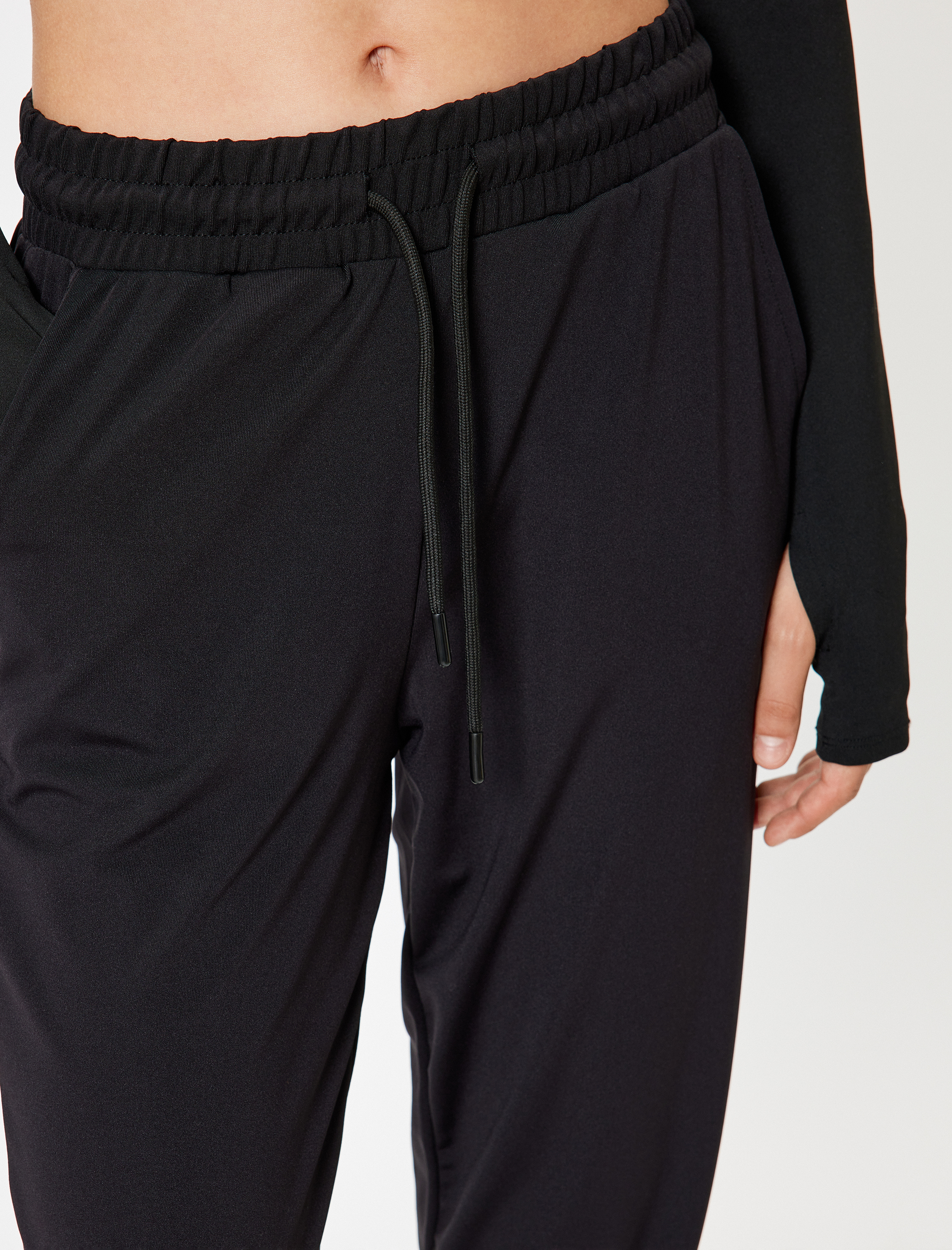   Jogger Eşofman Altı Beli Bağcıklı Ekstra Yüksek Bel Slim Fit İnterlok