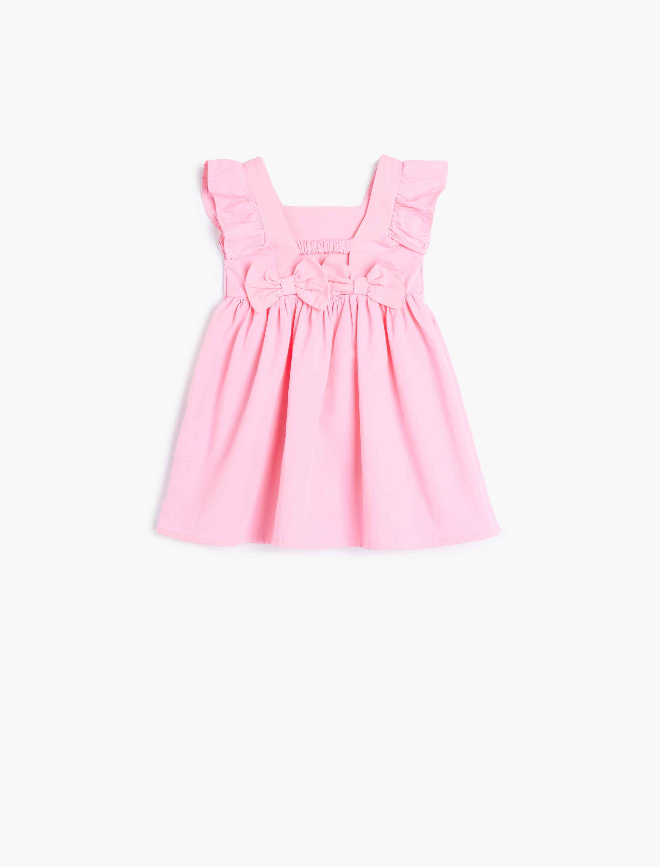  Kız Bebek Elbise Fırfır Detaylı Kare Yaka Pamuklu