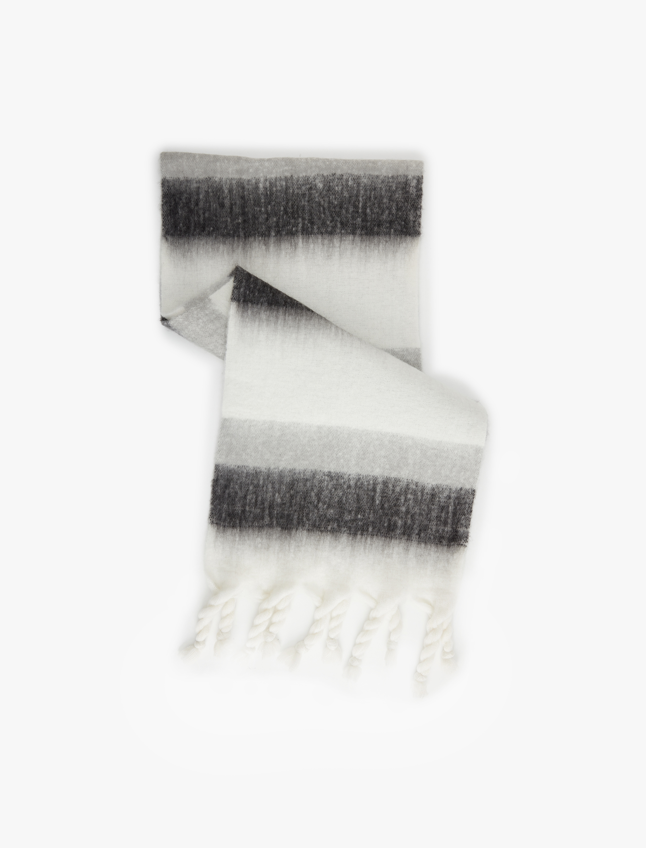  Kadın Uzun Atkı Renk Bloklu Yumuşak Dokulu Püsküllü