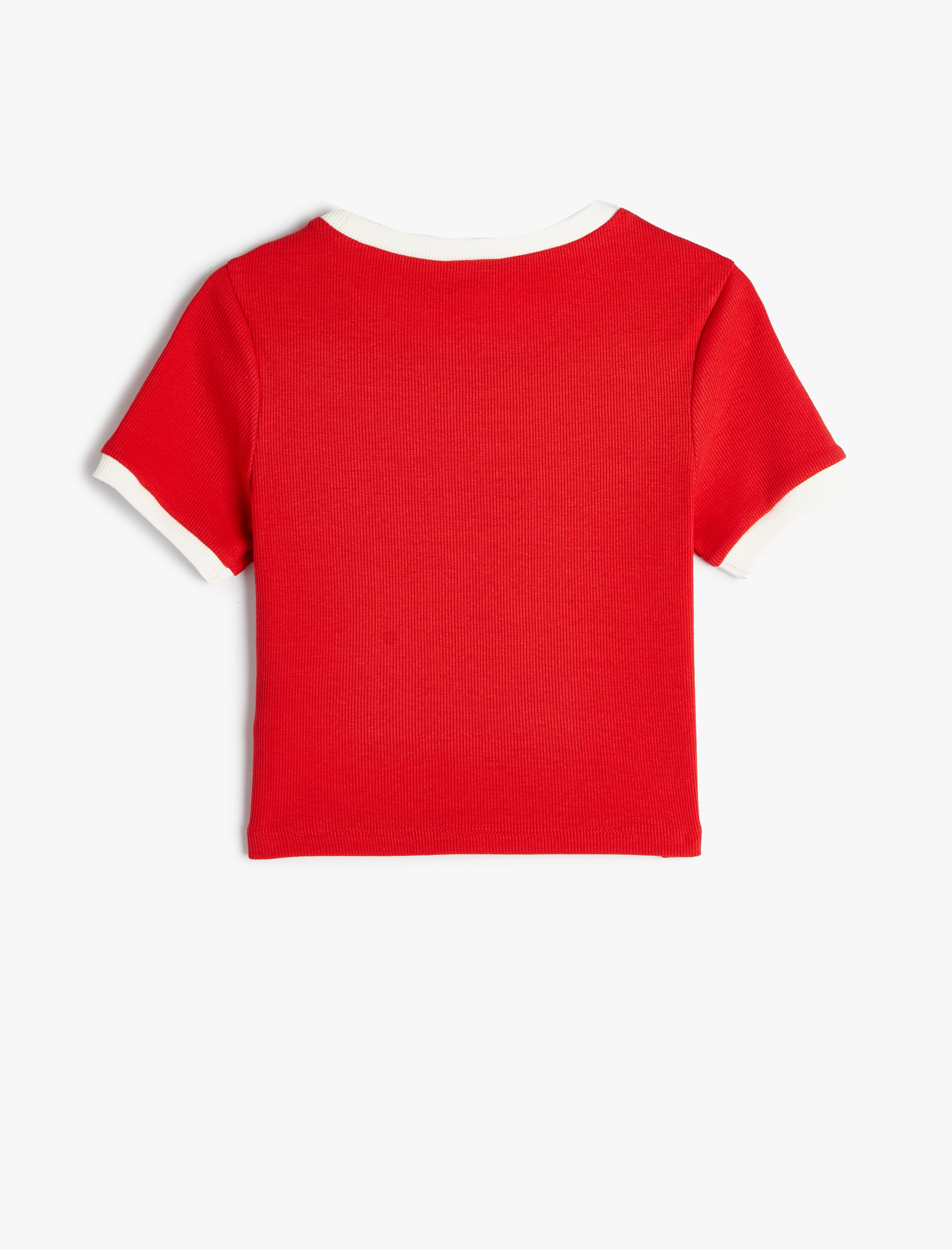  Kız Çocuk Crop Tişört Kısa Kollu Bisiklet Yaka Pullu Slogan Baskılı Pamuklu