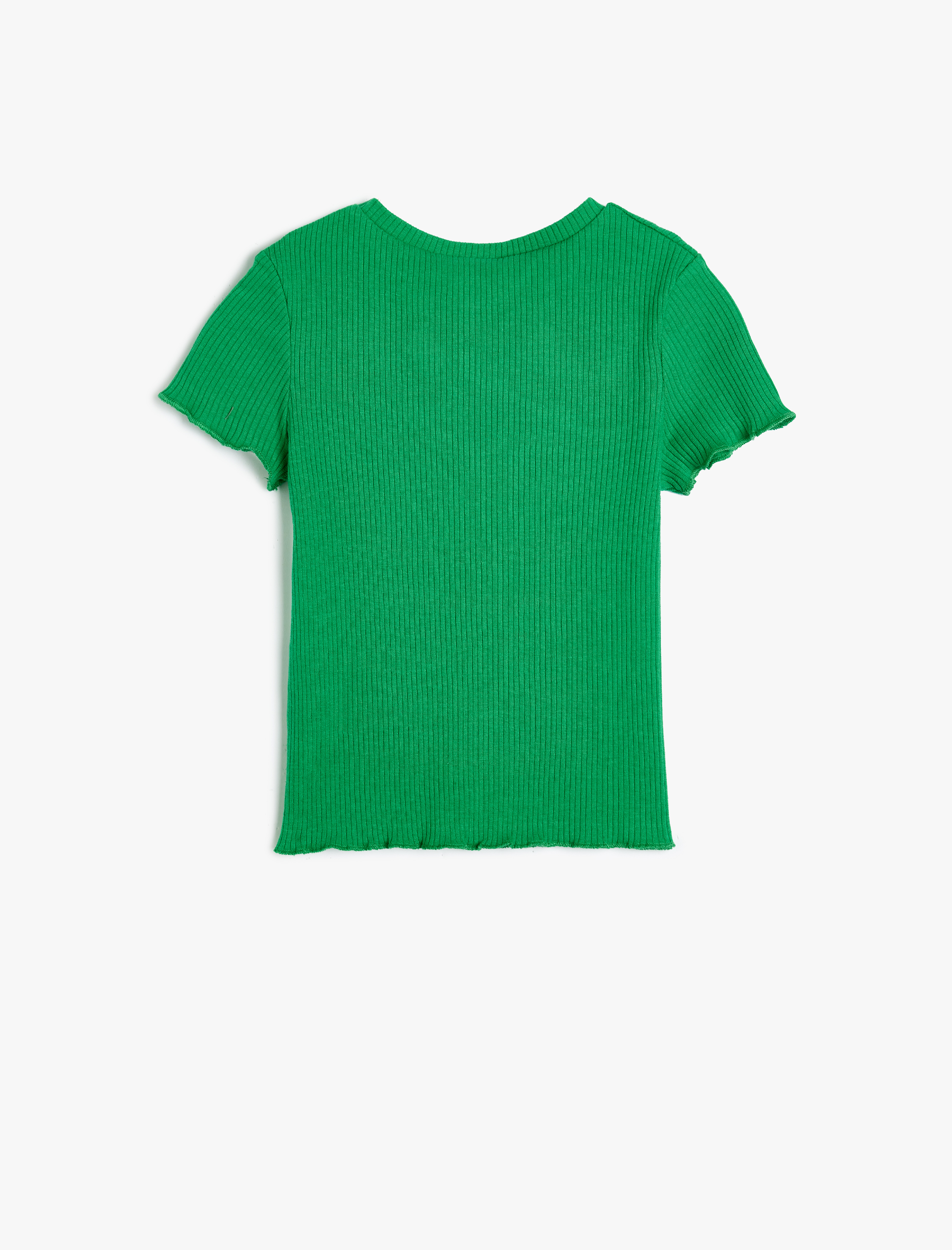  Kız Çocuk Tişört Slogan Baskılı Ribanalı Kısa Kollu Bisiklet Yaka Pamuklu