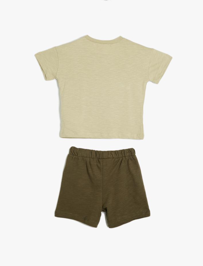 Erkek Bebek Şort Tişört Takım Yaz Temalı Baskılı Pamuklu