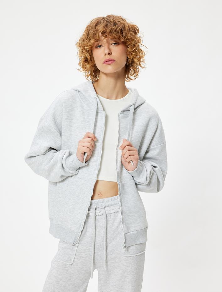  Şardonlu Kapüşonlu Oversize Kanguru Cepli Sweatshirt